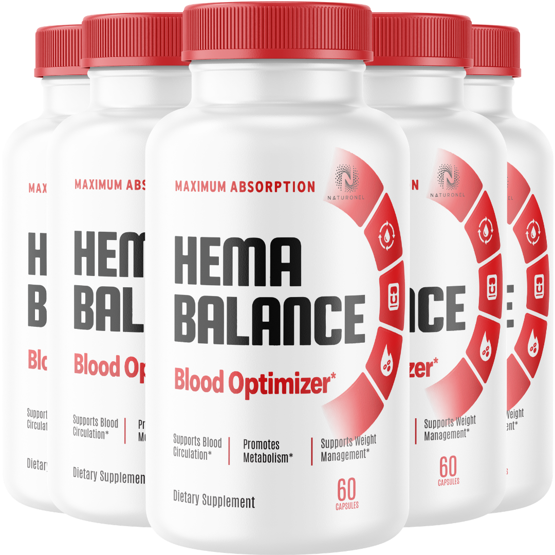 Hema Balance Maximum Absorption Formula (5 Pack) – Blood Optimizer Supplement for Healthy Circulation, Metabolism & Weight Management with Chromium & Botanical Extracts