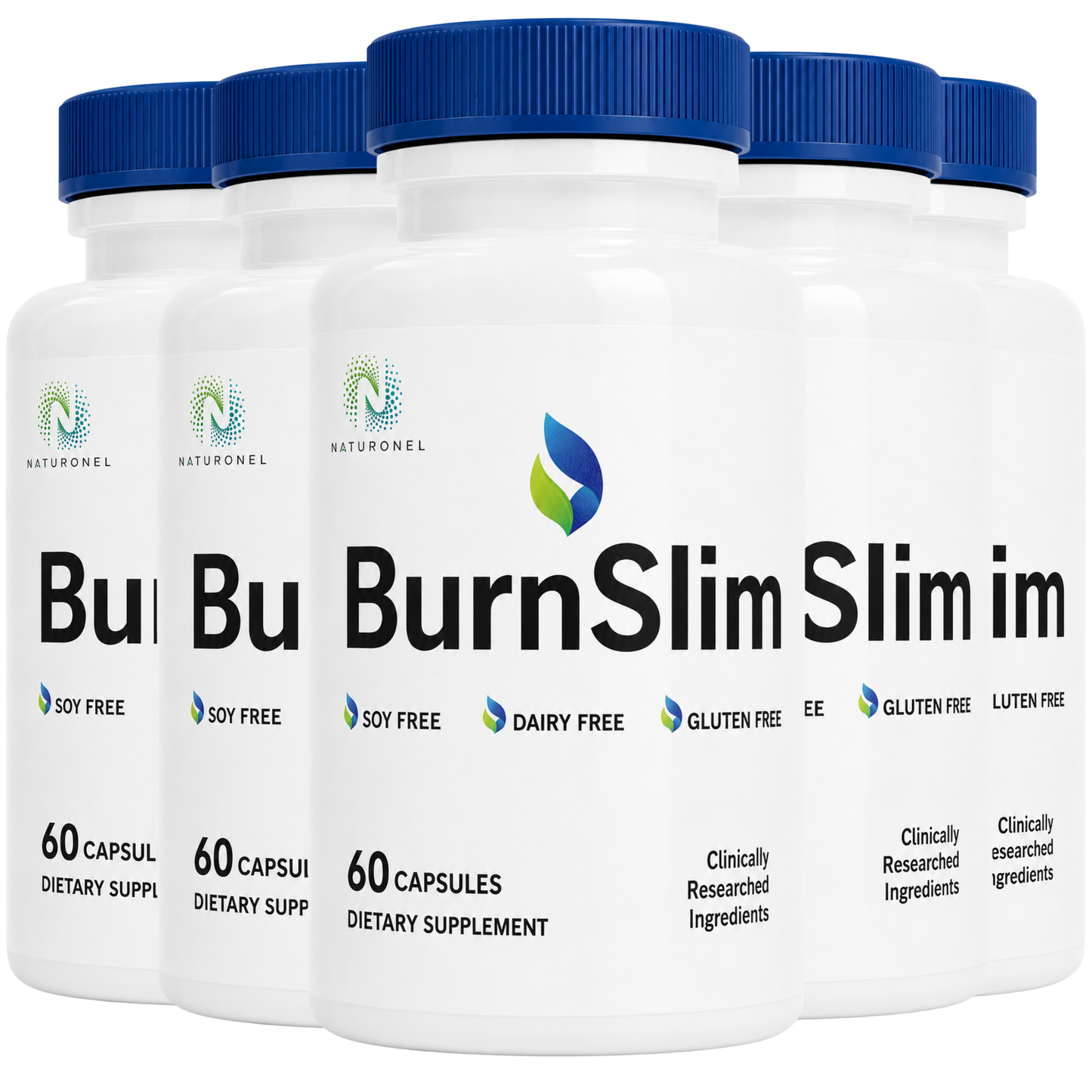 BurnSlim (5 Pack) Premium Multi-Ingredient Formula with Raspberry Ketones, African Mango, Green Tea Extract, Apple Cider Vinegar & Grape Seed Extract, Dietary Supplement