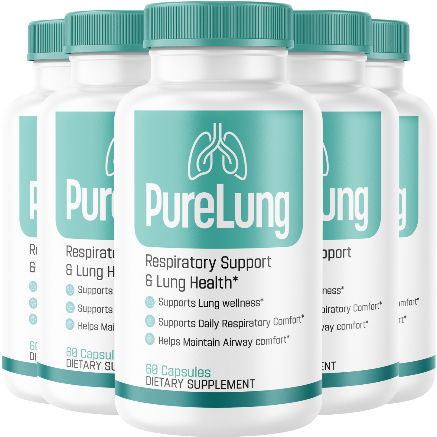 PureLung (5 Pack) Respiratory Support Supplement – Advanced Lung Health Formula with L-Arginine, L-Citrulline, Niacin & Beta-Alanine – Supports Respiratory Wellness, Healthy Airways & Daily Breathing Comfort