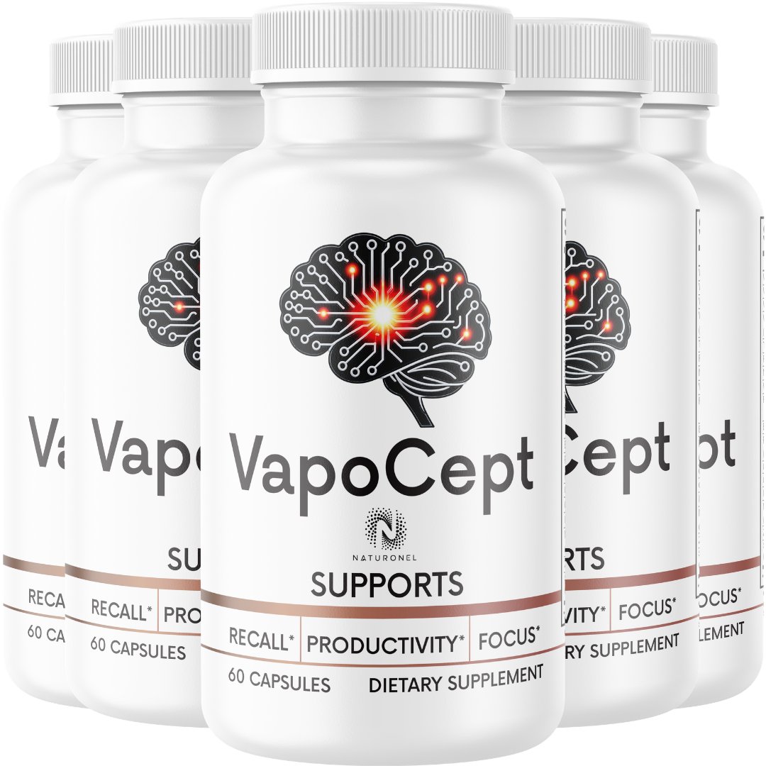 VapoCept (5 Pack) Brain Health Supplement – Nootropic Formula with DMAE, Bacopa, Green Tea & GABA for Memory, Focus, Mental Clarity & Cognitive Performance