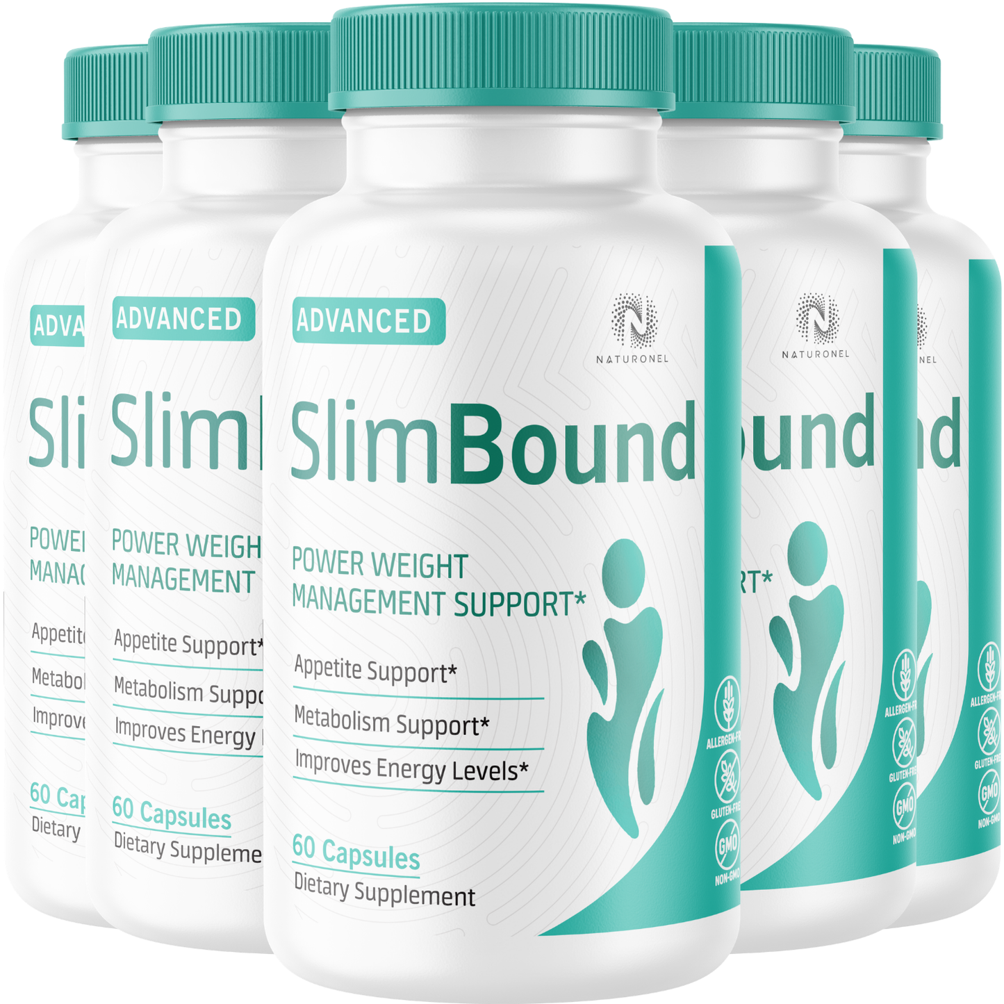 SlimBound (5 Pack) Advanced Weight Management Formula – Raspberry Ketones, African Mango, Green Tea Extract & Apple Cider Vinegar – Metabolism, Appetite & Energy Support