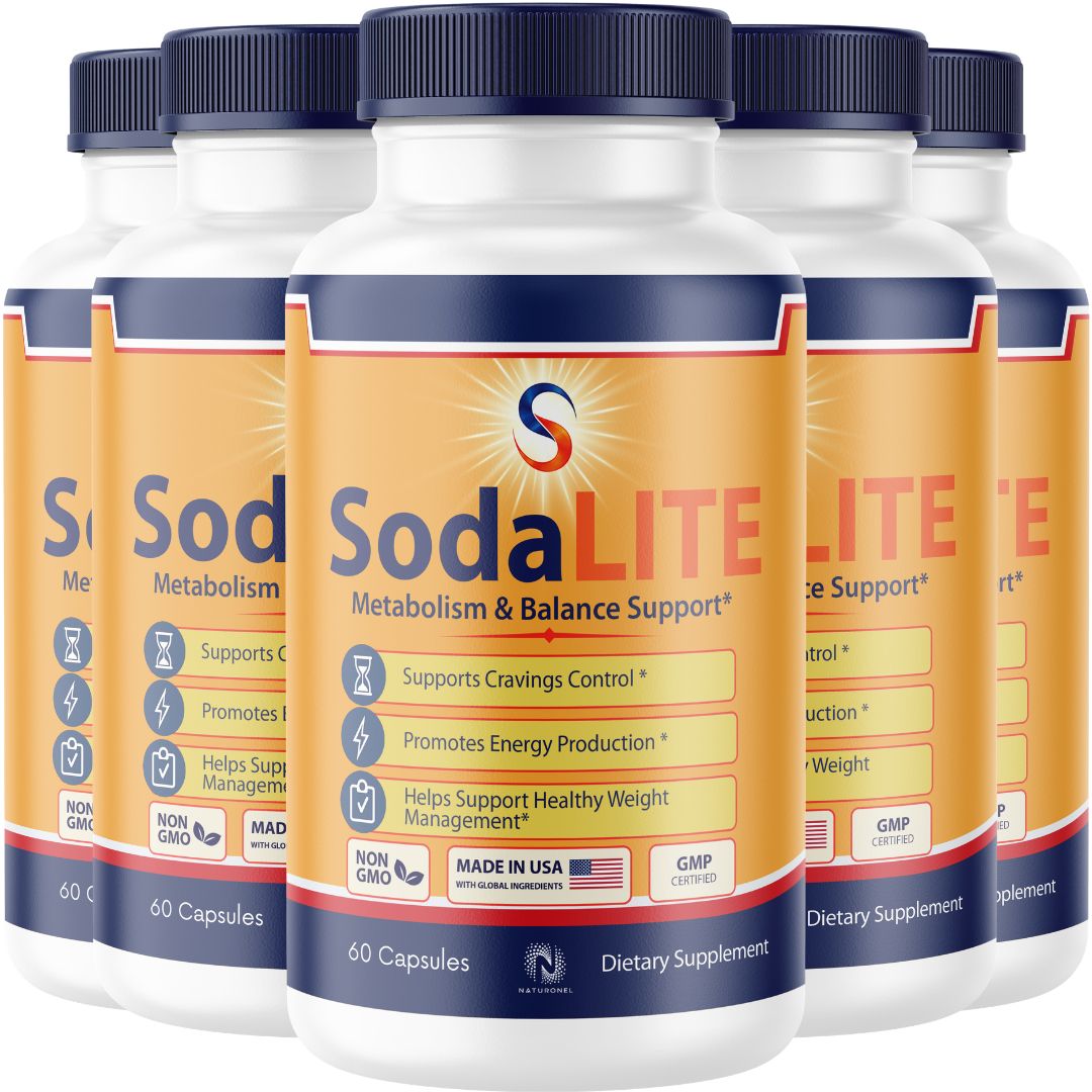 SodaLITE Metabolism & Energy Support (5 Pack) – Advanced Formula with Raspberry Ketones, African Mango, Green Tea Extract, ACV, Kelp & Grape Extract