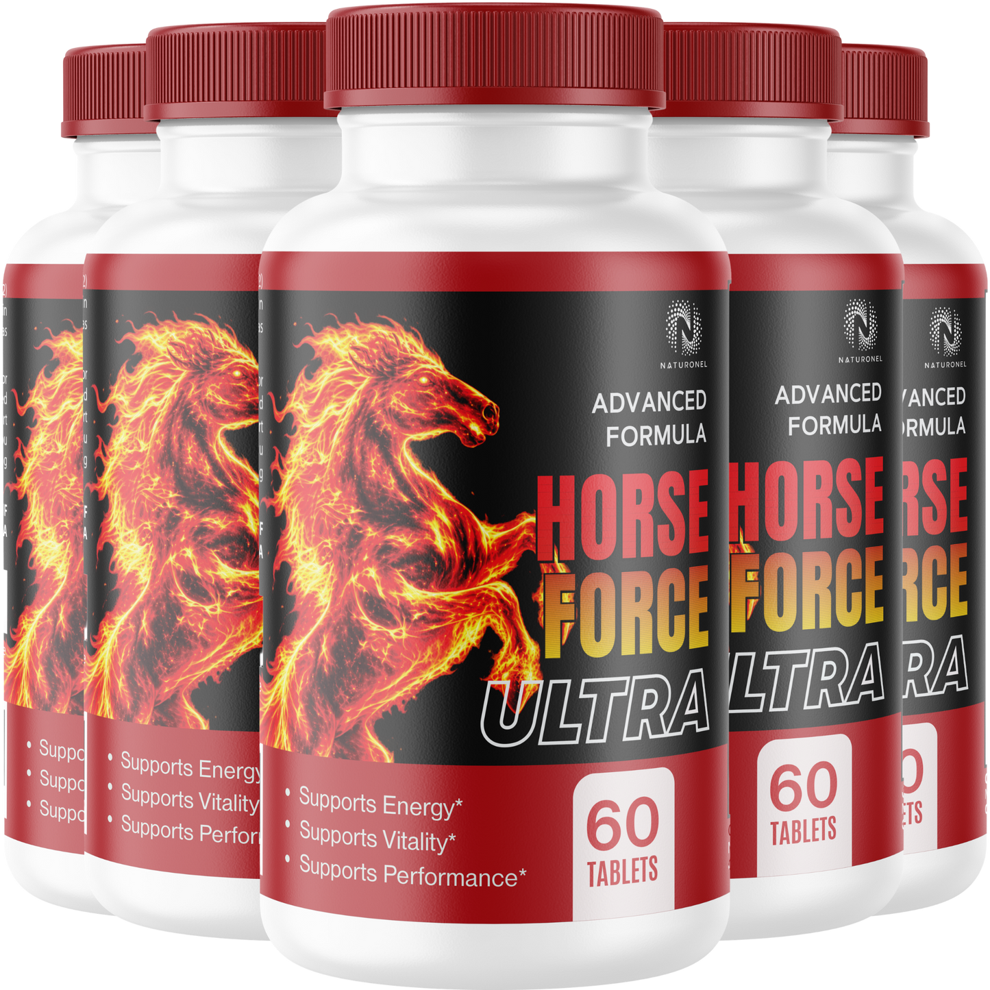Horse Force Ultra (5 Pack) Supplement for Men - Longjack, Maca, L-Arginine, Ginseng & Tribulus Blend with Zinc - Daily Vitality, Energy & Performance Support