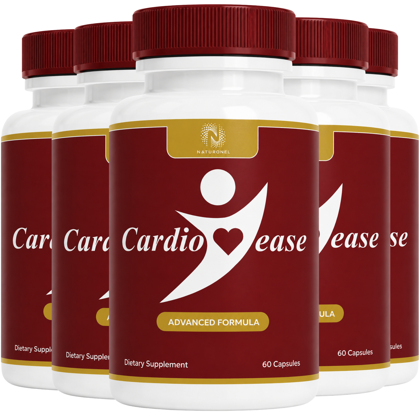 Cardio Ease (5 Pack) Advanced Multi-Ingredient Formula with Vitamins, Minerals & Botanical Extracts, Daily Dietary Supplement with Vitamin C, Vitamin E, Chromium, Alpha Lipoic Acid & L-Taurin