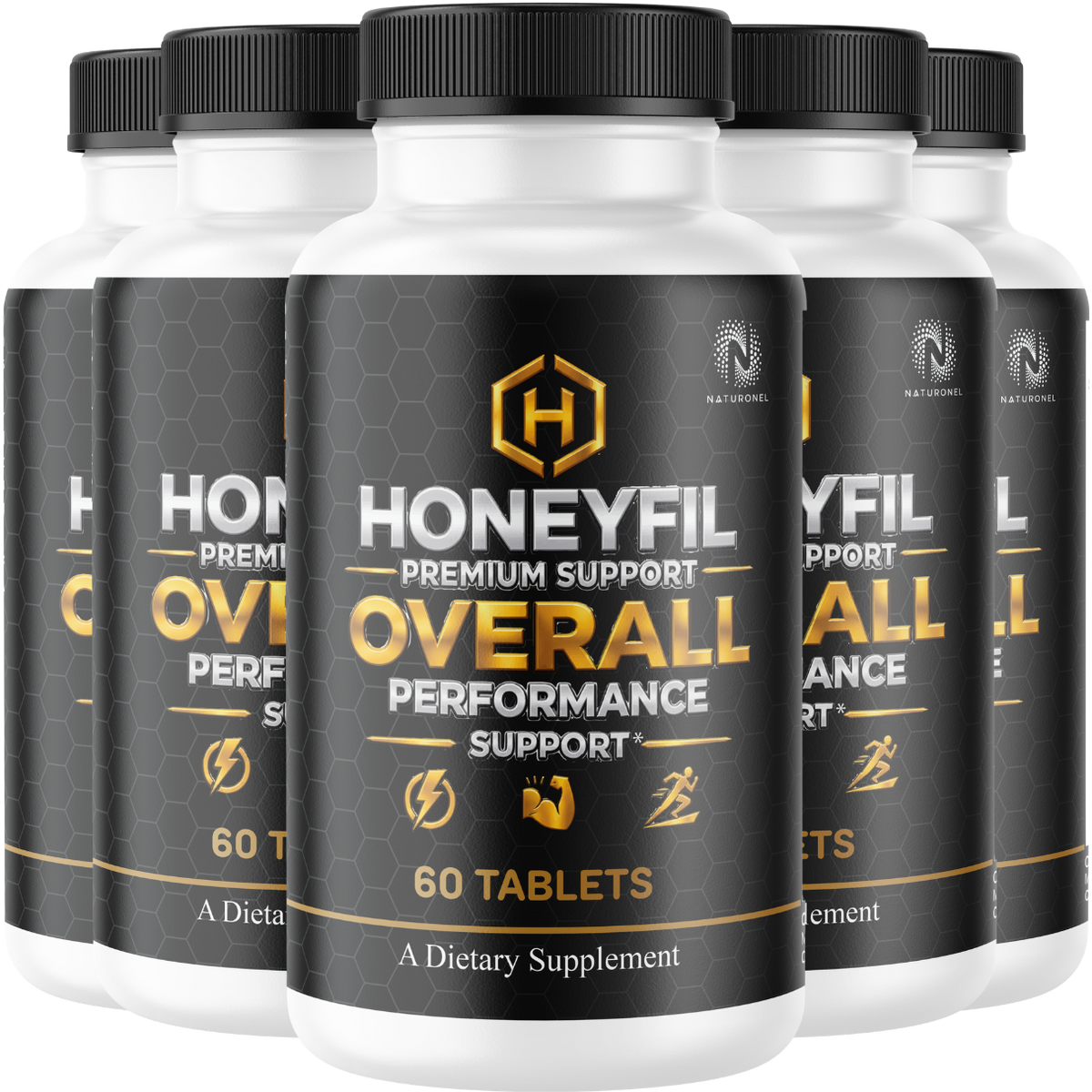 Honeyfil Premium Performance Formula for Men (5 Pack) – Energy & Vitality Support with Longjack, Maca, Ginseng, Zinc & L-Arginine