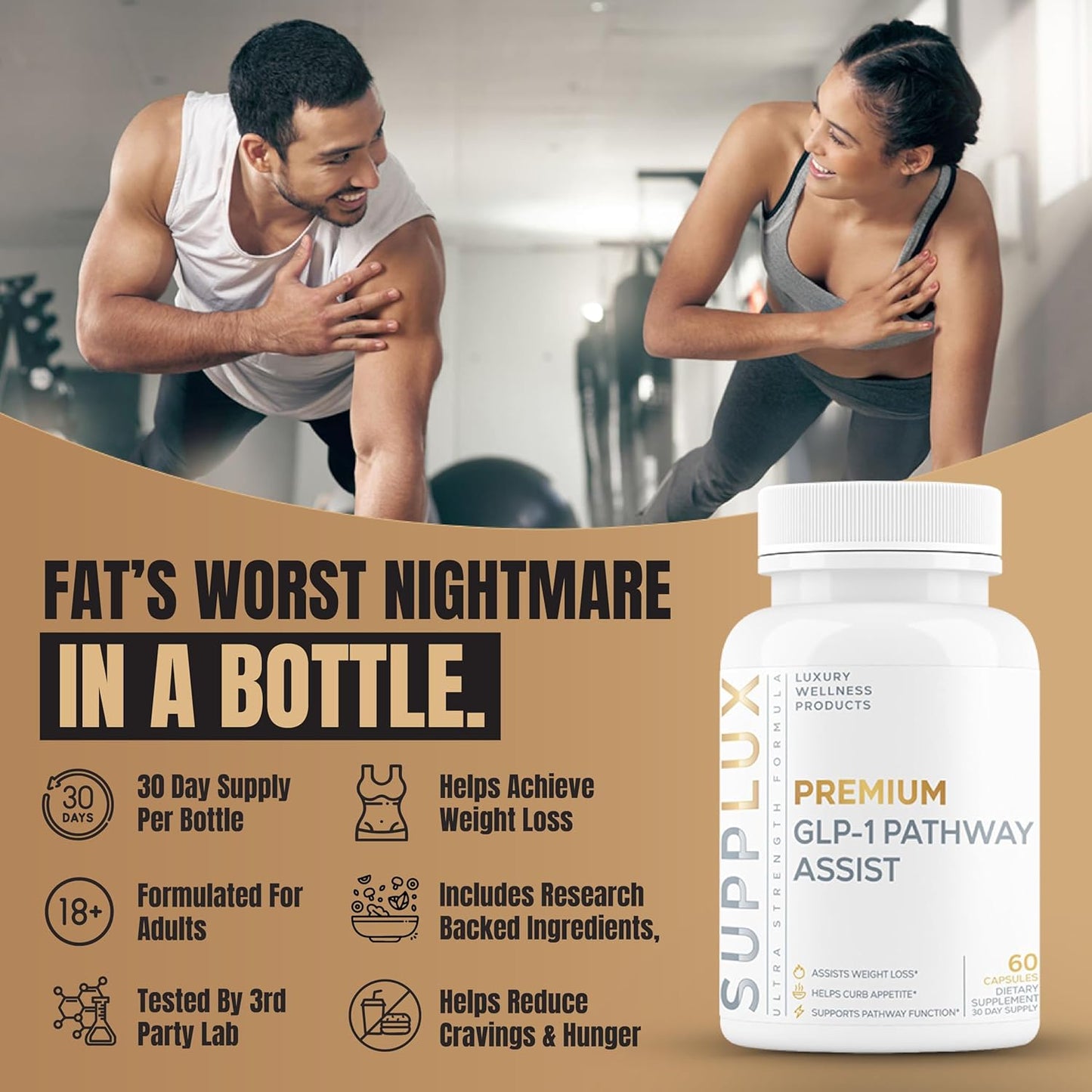 Premium GLP-1 Pathway Support Supplement for Weight Loss to Burn Fat &amp; Suppress Appetite - Shredding Pills for Women &amp; Fat Burner for Men | 3rd Party Tested Supplement - 60 Pills for Adults