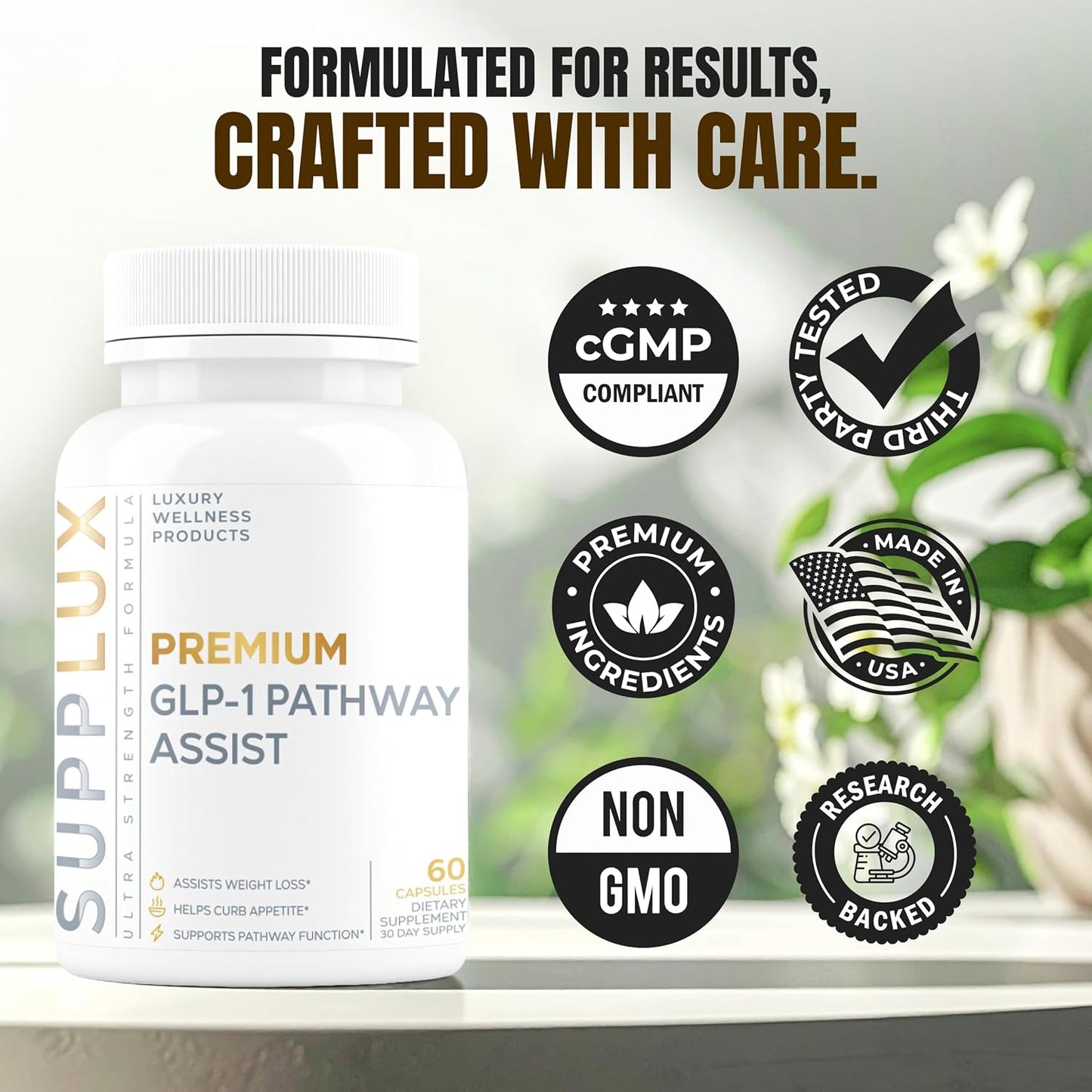 Premium GLP-1 Pathway Support Supplement for Weight Loss to Burn Fat &amp; Suppress Appetite - Shredding Pills for Women &amp; Fat Burner for Men | 3rd Party Tested Supplement - 60 Pills for Adults