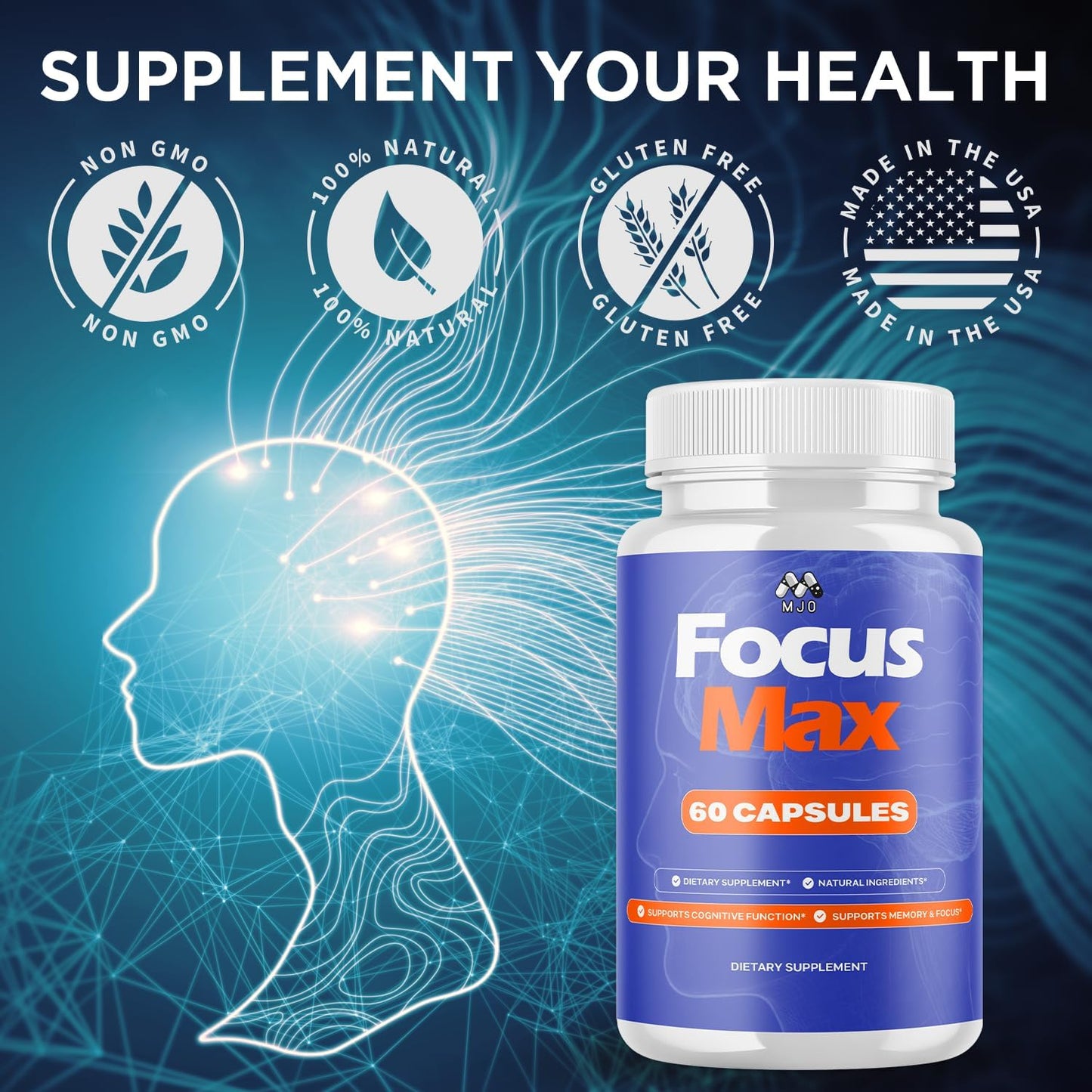 (2 Pack) Focus Max Capsules, FocusMax Pills with All Natural Ingredients, Advanced Focus Max Overall Health and Wellness Vitamin Supplement Formula with Maximum Strength Multivitamin (120 Capsules)