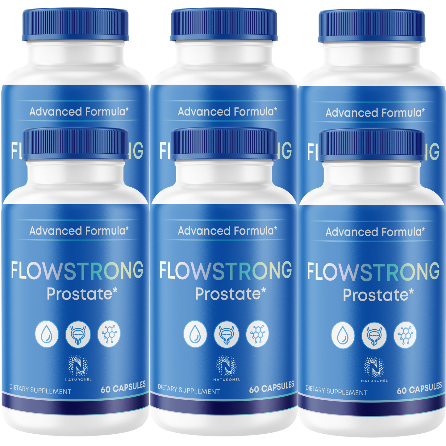 FlowStrong (6 Pack) Prostate Supplement for Men – Advanced Prostate Wellness Formula with Saw Palmetto, Pygeum, Plant Sterols, Zinc & Selenium – Daily Men's Health Support