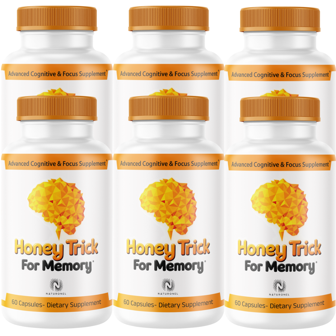 Honey Trick for Memory (6 Pack) – Premium Brain, Memory & Focus Support Supplement with DMAE, Choline & Herbal Blend