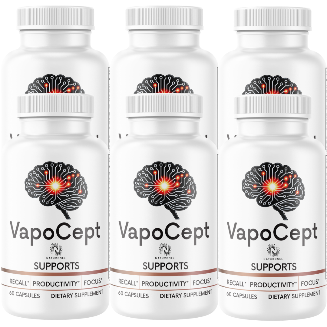 VapoCept (6 Pack) Brain Health Supplement – Nootropic Formula with DMAE, Bacopa, Green Tea & GABA for Memory, Focus, Mental Clarity & Cognitive Performance