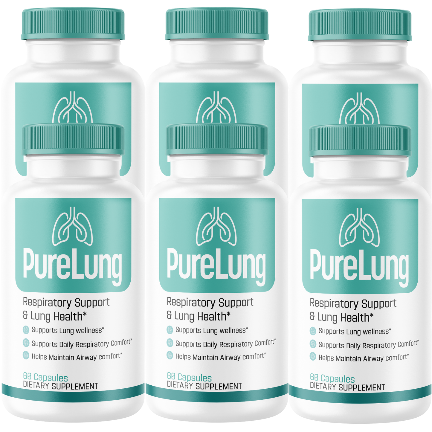 PureLung (6 Pack) Respiratory Support Supplement – Advanced Lung Health Formula with L-Arginine, L-Citrulline, Niacin & Beta-Alanine – Supports Respiratory Wellness, Healthy Airways & Daily Breathing Comfort