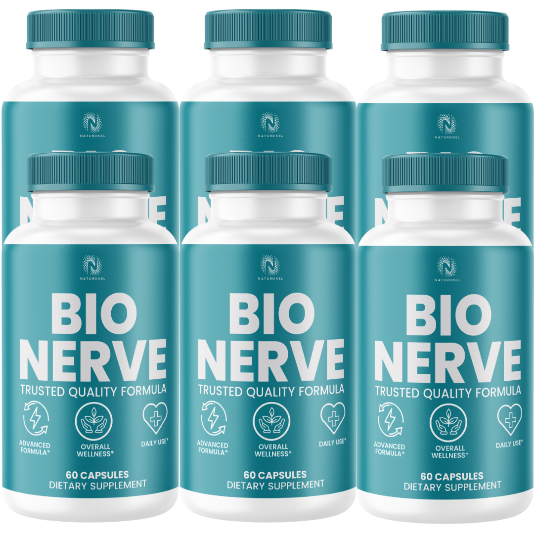 Bio Nerve Advanced Nerve Support Formula (6 Pack) – Turmeric, Glucosamine, Chondroitin, Frankincense, Ginger, MSM, BioPerine & Quercetin – Overall Wellness Support