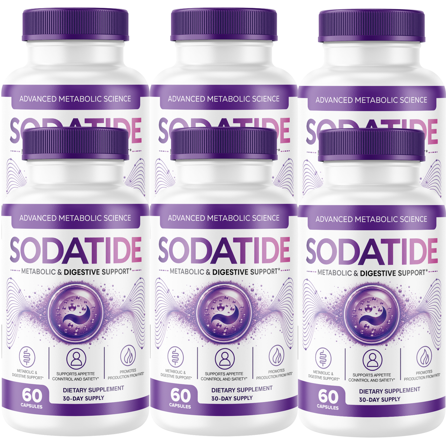 Sodatide Metabolic & Digestive Support Supplement with Green Tea, Green Coffee Bean, Garcinia Cambogia, Raspberry Ketone & Caffeine Appetite Support Formula