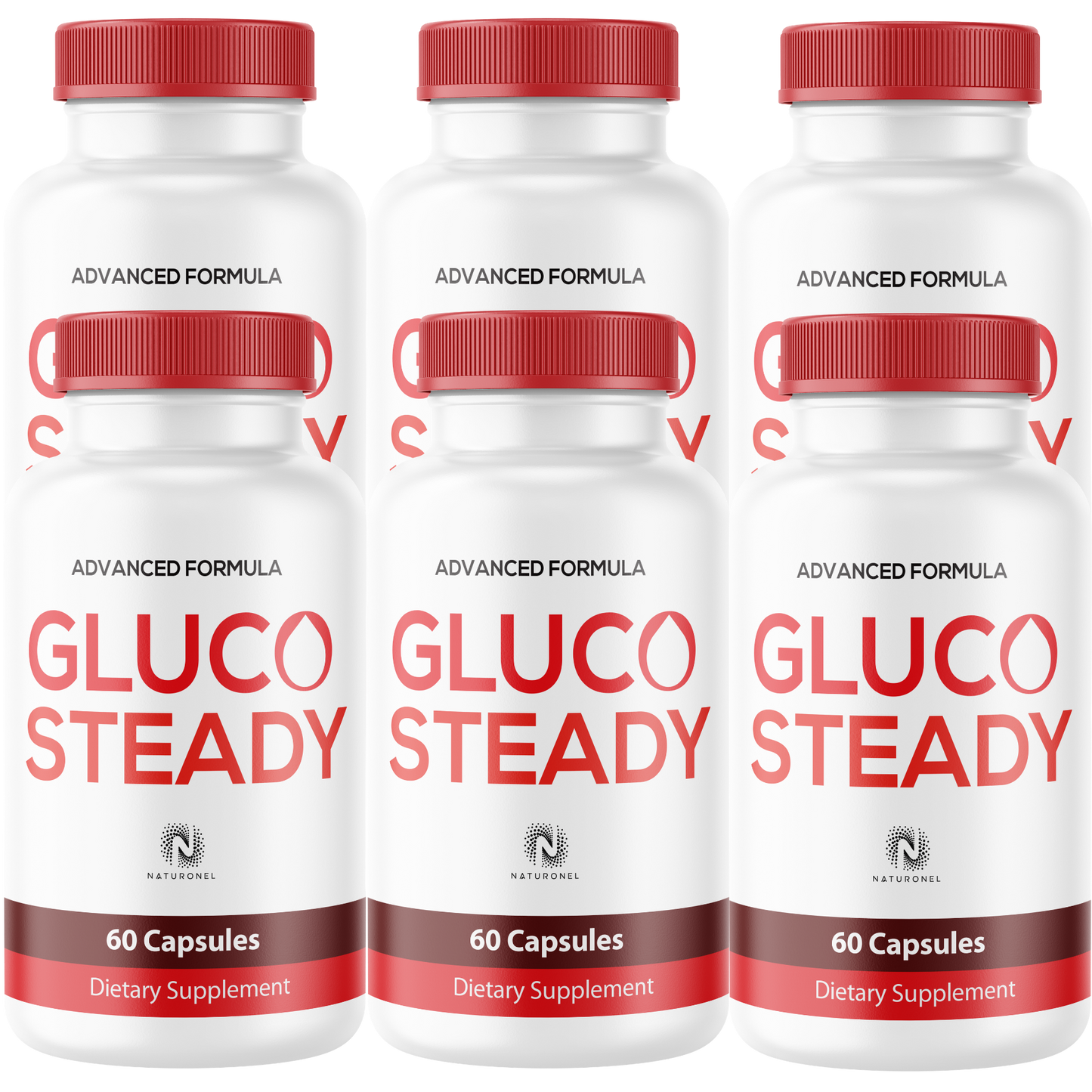 Gluco Steady (6 Pack) Supplement – Advanced Blood Sugar Support Formula with Chromium, Cinnamon, Alpha Lipoic Acid, Banaba & Bitter Melon – Daily Metabolic Wellness