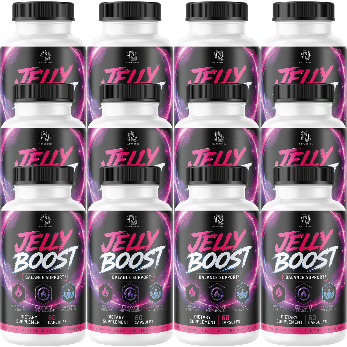 Jelly Boost (12 Pack) Balance Support Supplement with Raspberry Ketones, African Mango, Green Tea Extract, Apple Cider Vinegar & Kelp, Metabolism & Energy Support