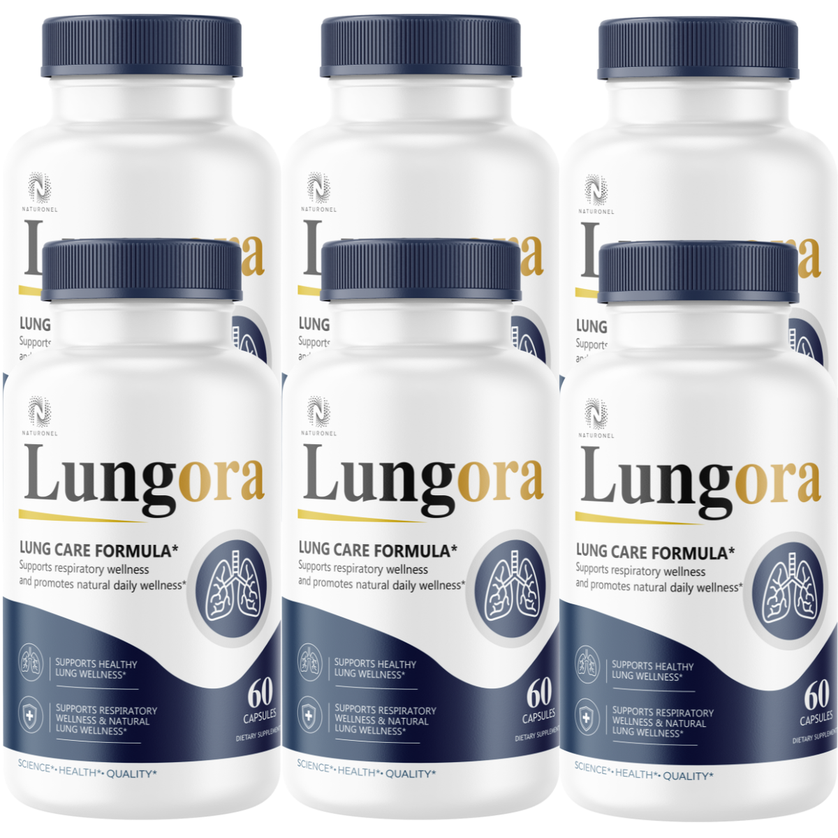 Lungora Lung Wellness Complex (6 Pack) – Advanced Respiratory Support with Elderberry, Echinacea, Vitamin C, Zinc, Turmeric & Garlic