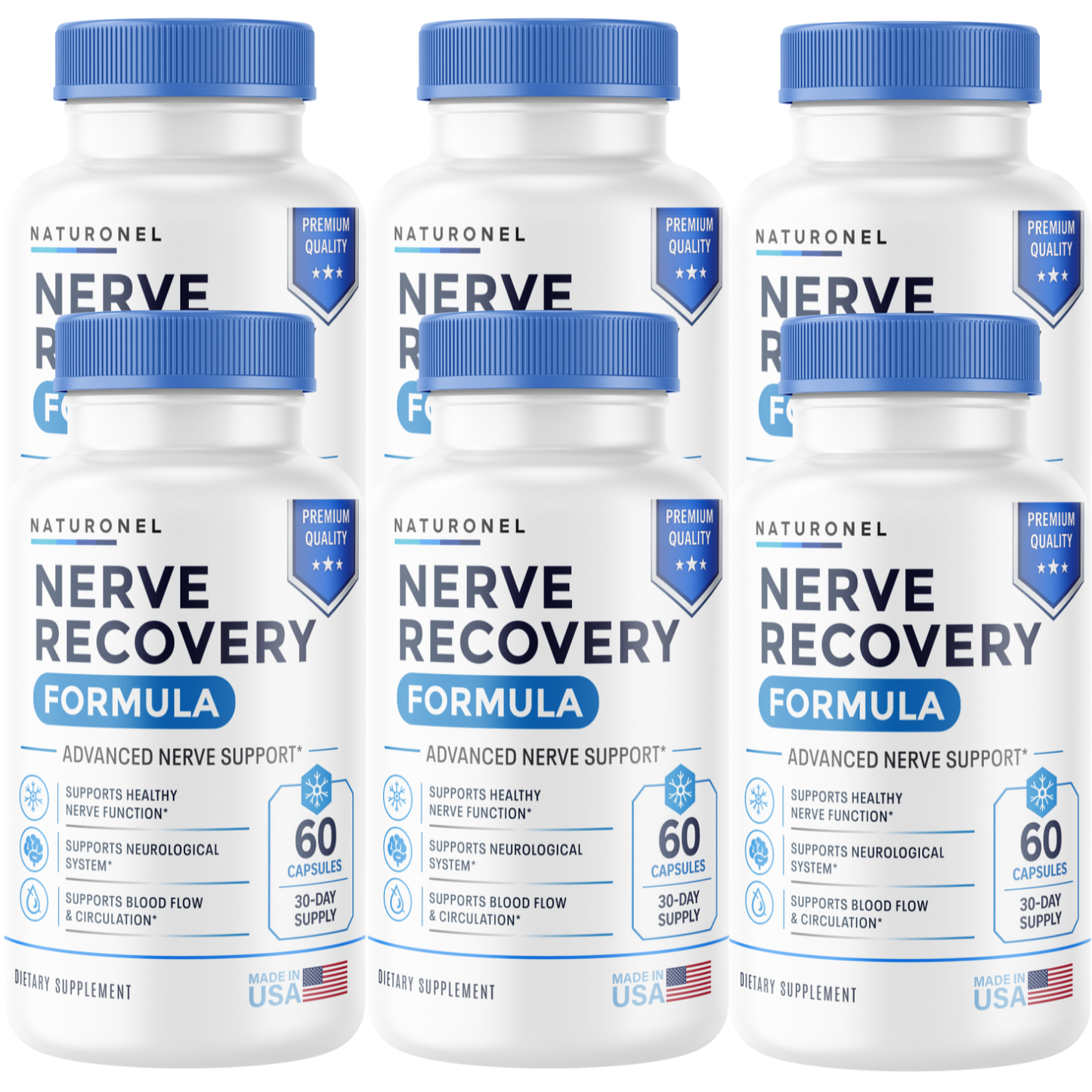 Nerve Recovery Formula (6 Pack) – Advanced Nerve Support Supplement with Turmeric, Glucosamine, Boswellia, Ginger, MSM & BioPerine® – Supports Healthy Nerve Function, Neurological Health & Circulation