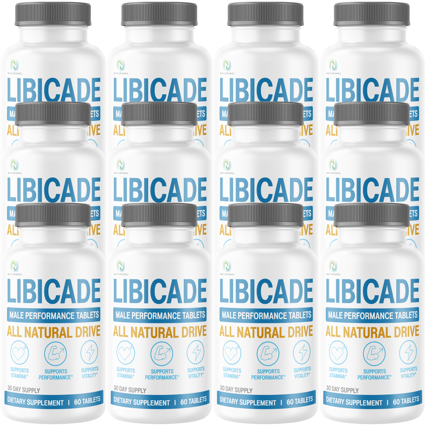 LIBICADE (12 Pack) Male Performance Supplement with Tongkat Ali, Maca Root, L-Arginine, Tribulus, Ginseng & Zinc, Men's Daily Vitality Formula, Stamina & Energy Support