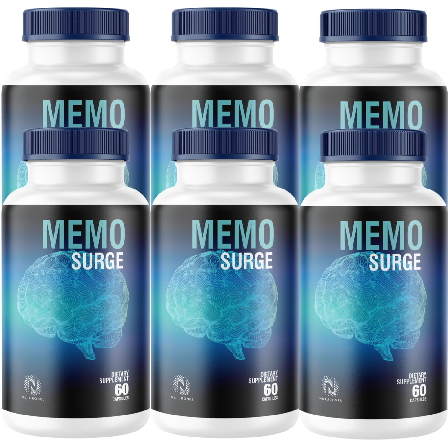 Memo Surge (6 Pack) – Advanced Nootropic Brain Supplement for Memory, Focus & Mental Clarity – Cognitive Support Formula with DMAE, Bacopa, Huperzine A, Phosphatidylserine, GABA & Vitamins