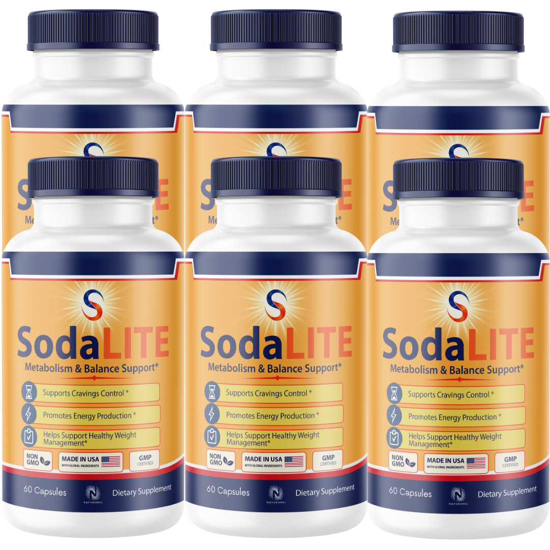 SodaLITE Metabolism & Energy Support (6 Pack) – Advanced Formula with Raspberry Ketones, African Mango, Green Tea Extract, ACV, Kelp & Grape Extract