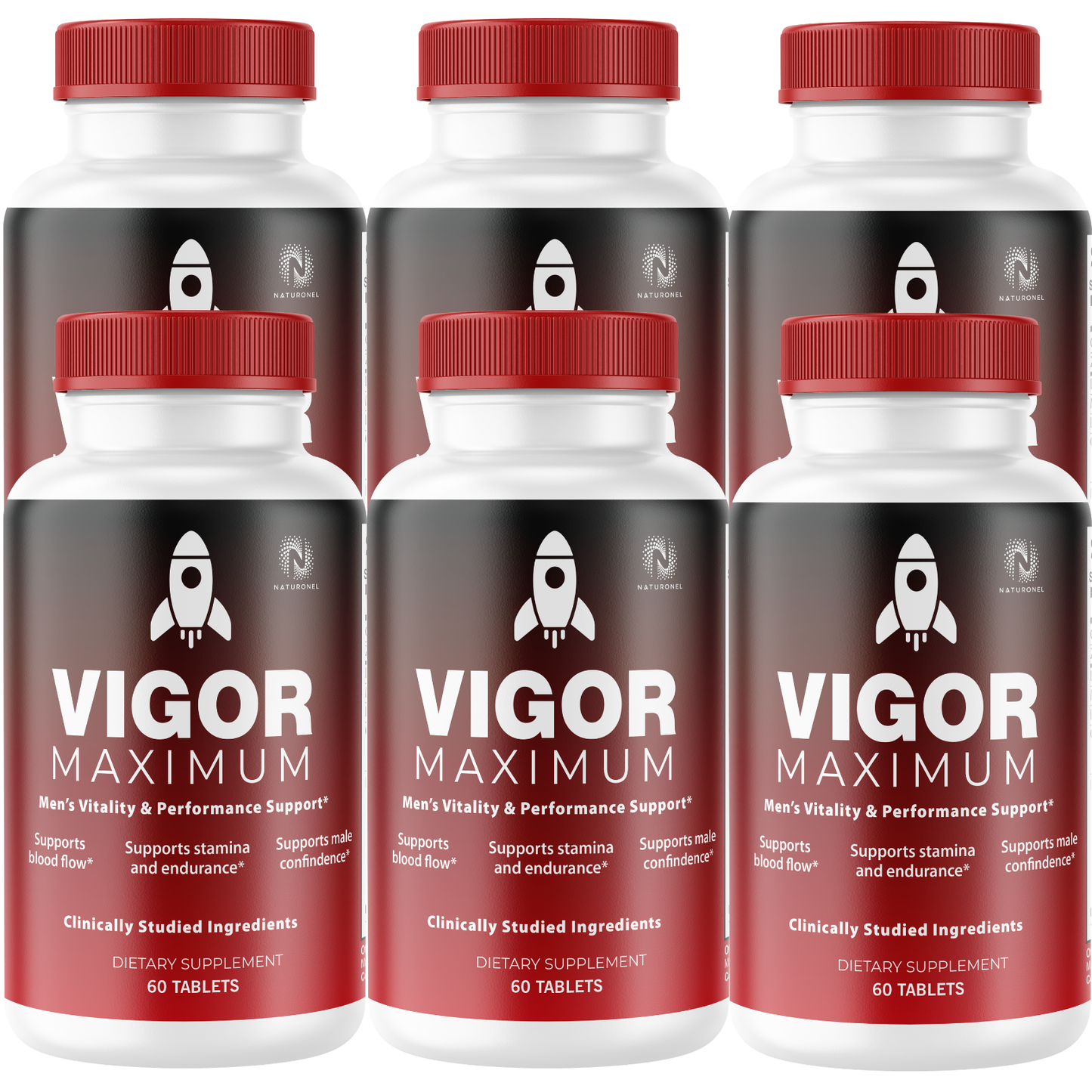 Vigor Maximum (6 Pack) Premium Men's Vitality Formula – Clinically Studied Ingredients with Longjack, Maca, L-Arginine & Zinc