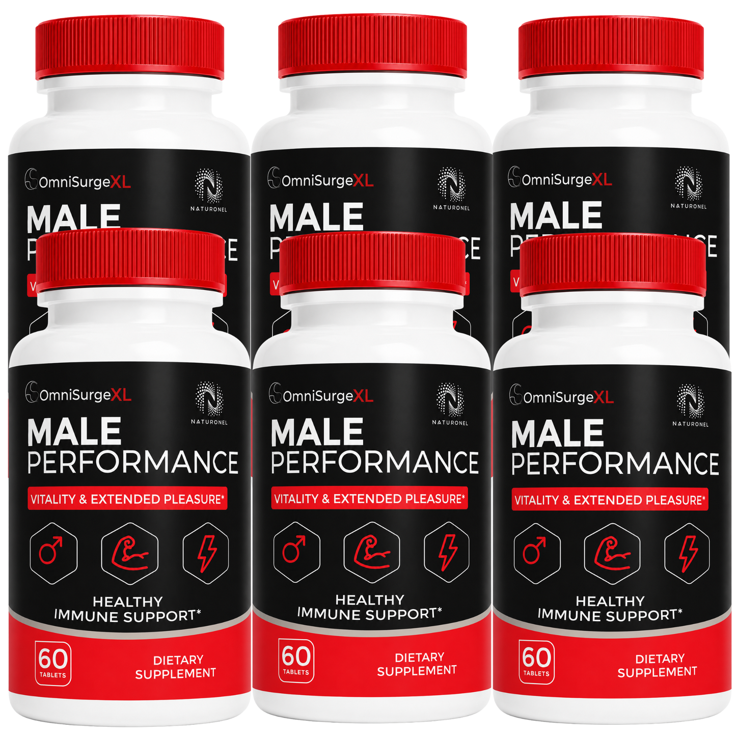 OmniSurgeXL (6 Pack) Male Performance – Men's Daily Vitality Formula with Longjack, Maca, L-Arginine, Ginseng, Tribulus, Pumpkin Seed & Zinc