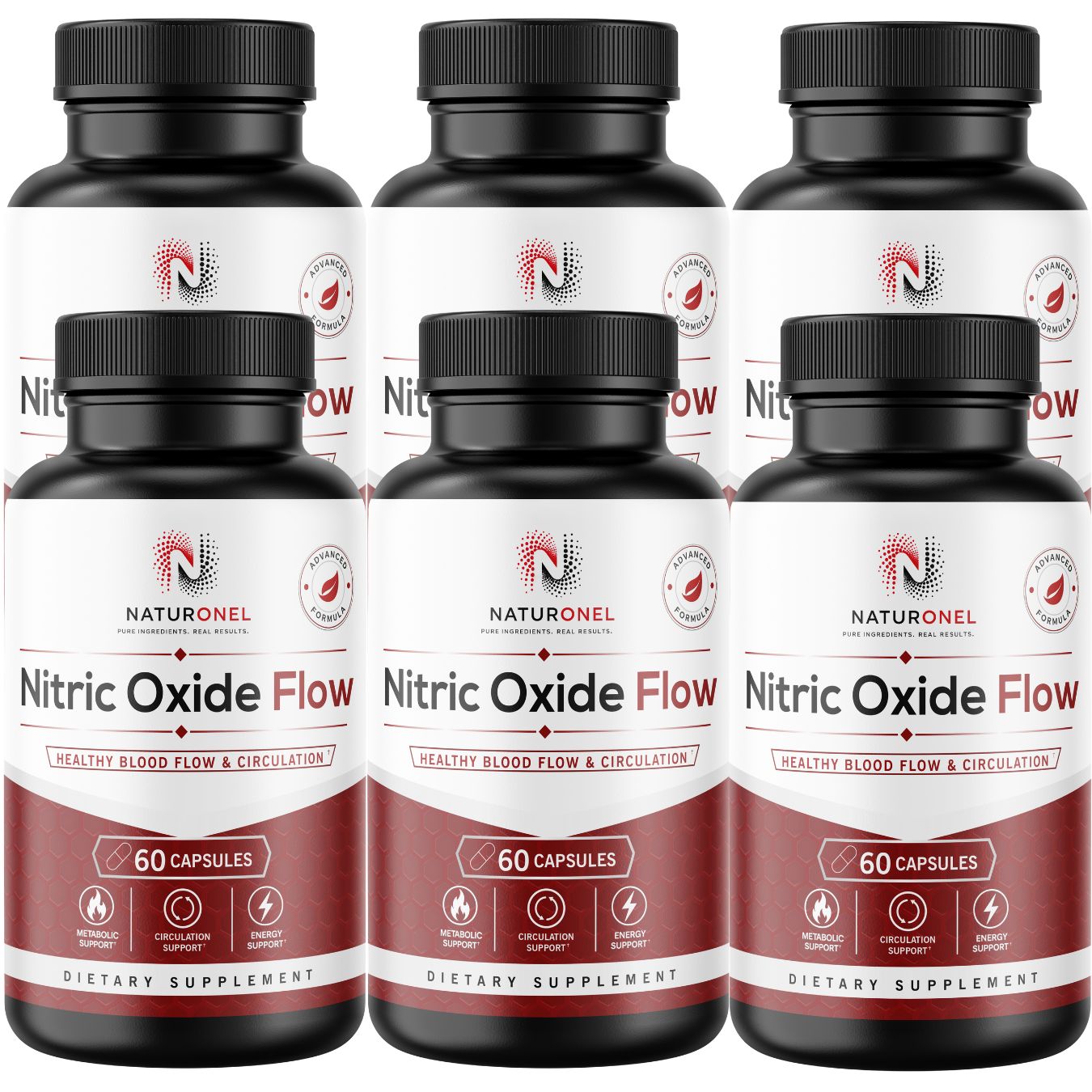 Nitric Oxide Flow Supplement (6 Pack) – L-Arginine, L-Citrulline & Beta-Alanine Formula for Healthy Blood Flow, Circulation & Energy Support – Nitric Oxide Booster