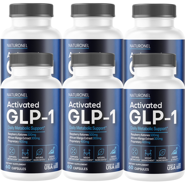 Activated GLP-1 (6 Pack) Daily Metabolic Support – Raspberry Ketones 500mg, African Mango 300mg, Green Tea, Apple Cider Vinegar & Kelp Blend – Energy & Weight Management Formula