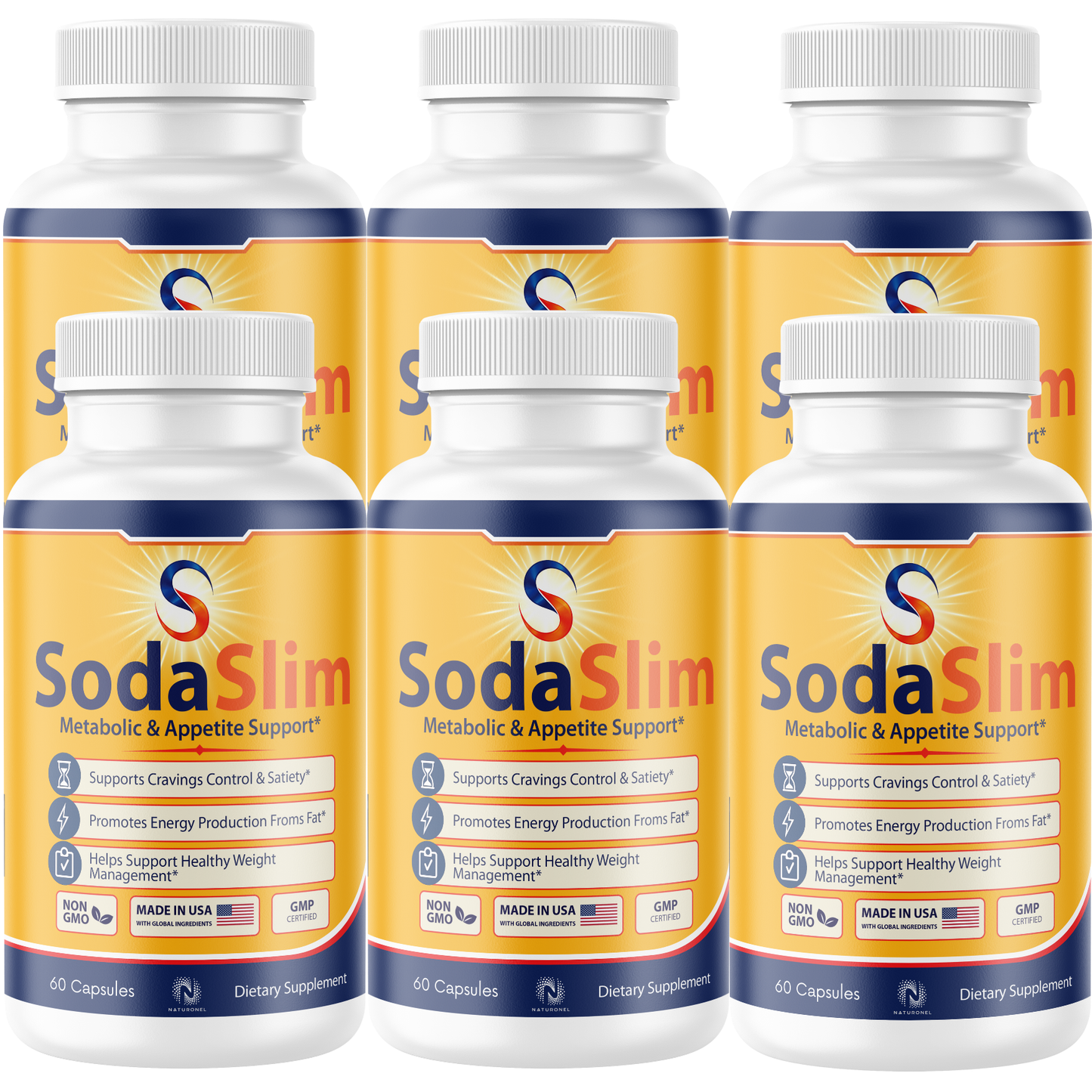 SodaSlim Metabolic & Appetite Support Supplement – Green Coffee Bean, Green Tea, Garcinia Cambogia, Raspberry Ketone & Caffeine – Craving Control & Energy Support