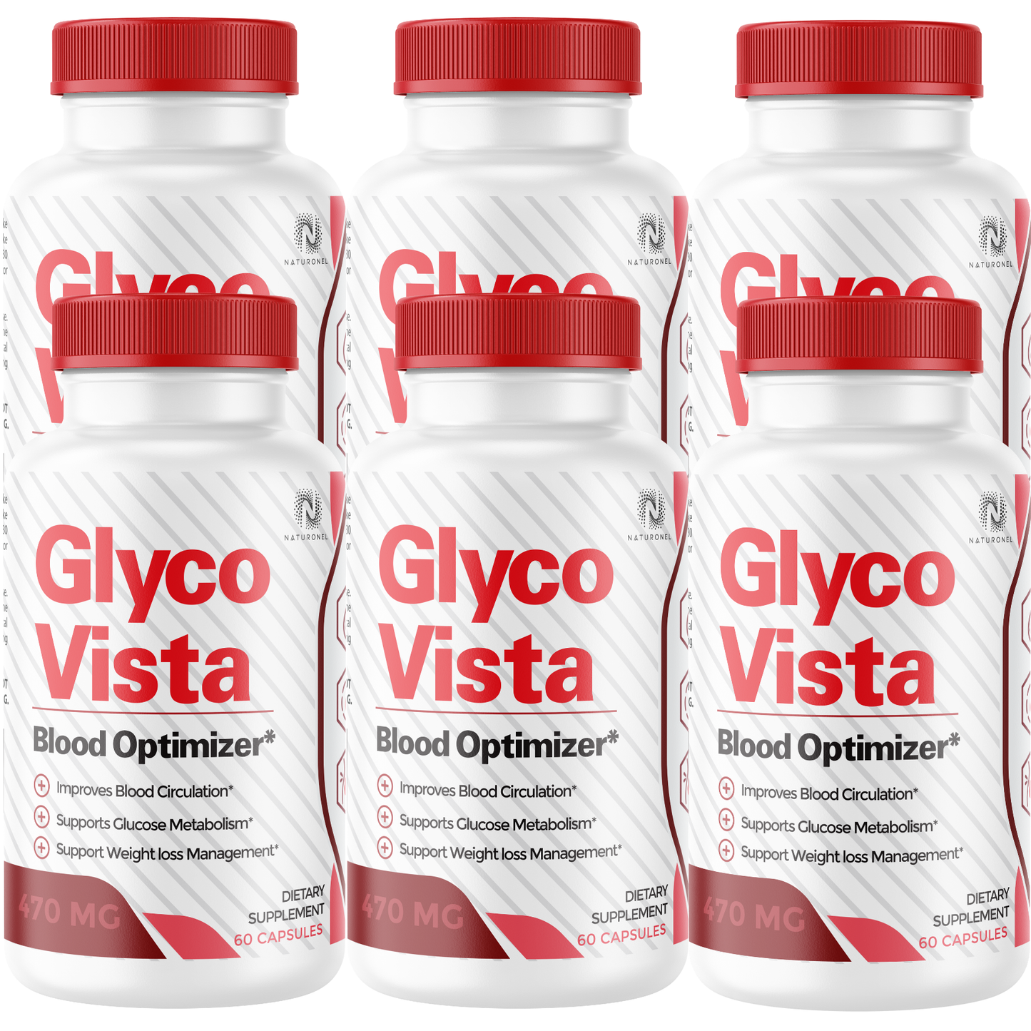Glyco Vista (6 Pack) Blood Optimizer Supplement – Glucose Metabolism & Healthy Blood Circulation Support, Alpha Lipoic Acid, Chromium, Banaba, Bitter Melon, Cinnamon & Gymnema