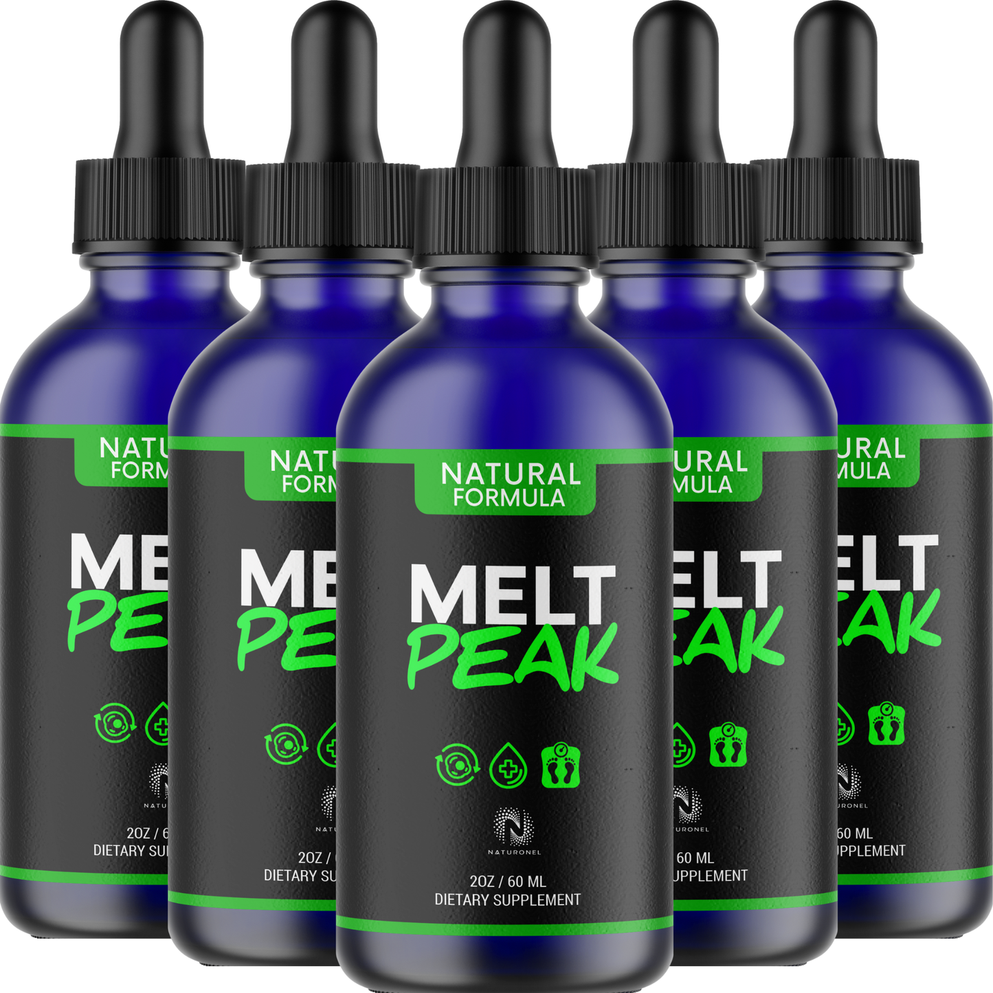Melt Peak (5 Pack) Natural Formula – Liquid Metabolism Support Drops, Fast-Absorbing Daily Wellness Supplement