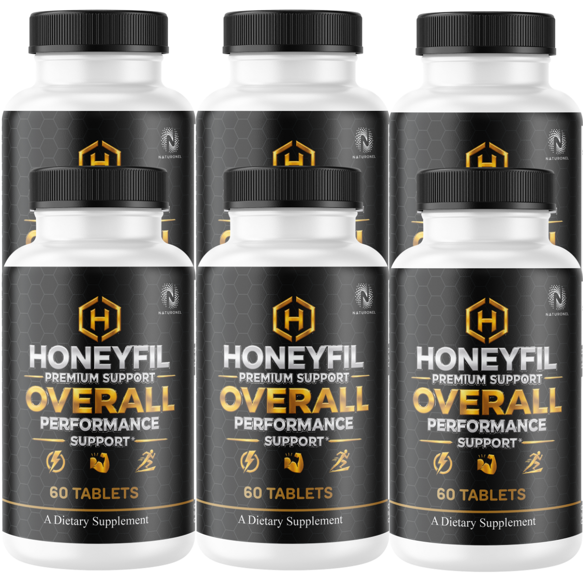 Honeyfil Premium Performance Formula for Men (6 Pack) – Energy & Vitality Support with Longjack, Maca, Ginseng, Zinc & L-Arginine