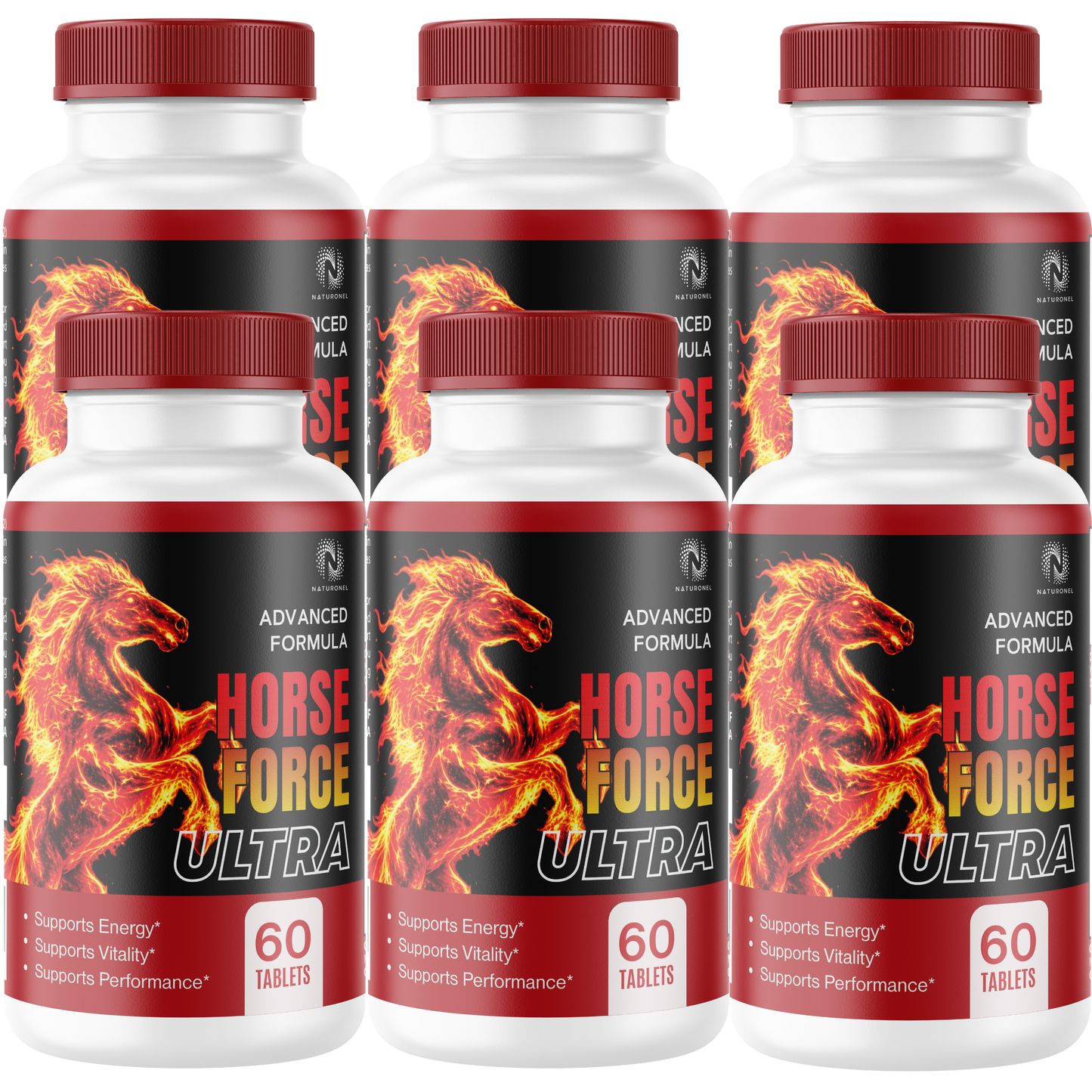 Horse Force Ultra (6 Pack) Supplement for Men - Longjack, Maca, L-Arginine, Ginseng & Tribulus Blend with Zinc - Daily Vitality, Energy & Performance Support
