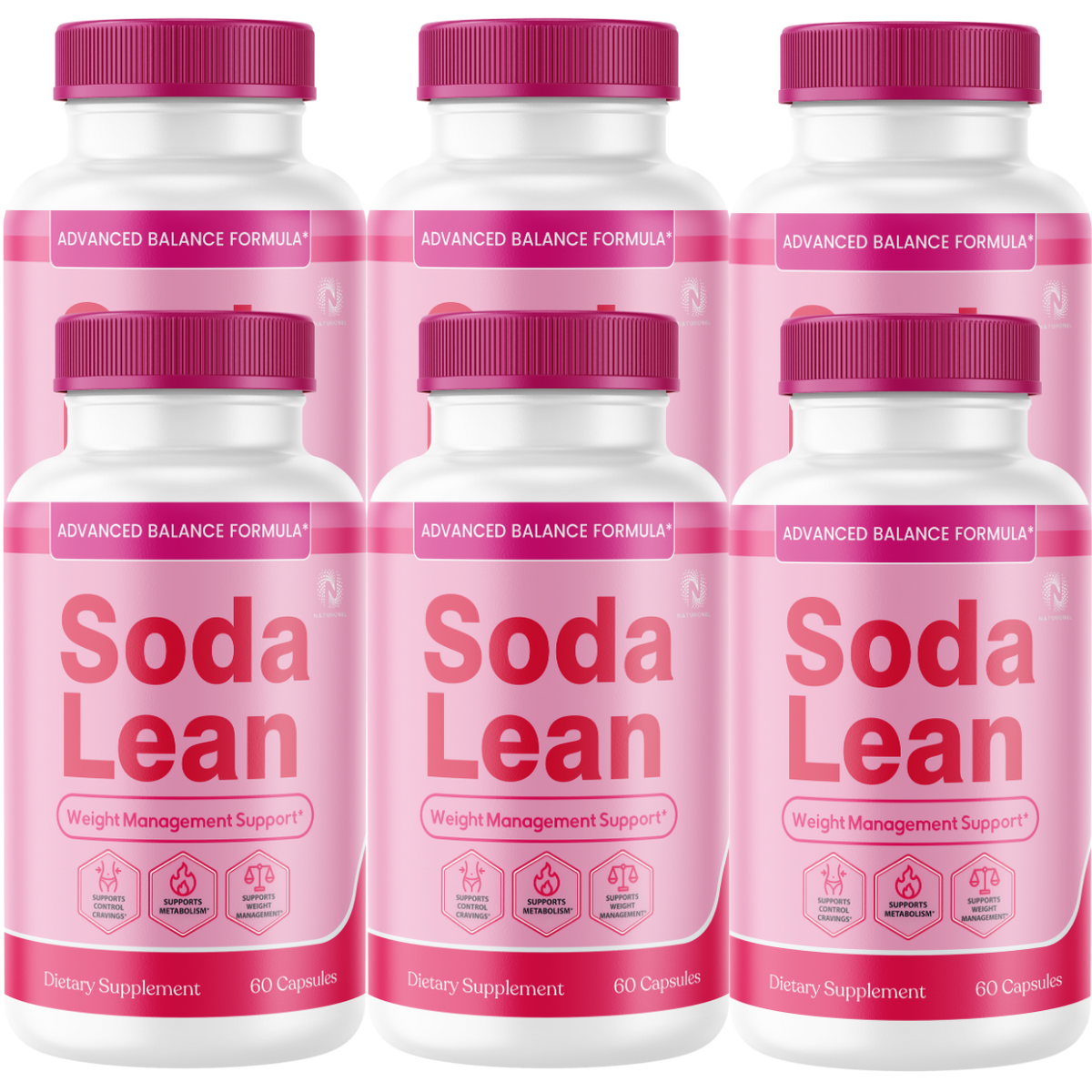 Soda Lean Metabolism Support (6 Pack) – Advanced Weight Management Formula with Raspberry Ketones, African Mango, Green Tea Extract & Apple Cider Vinegar