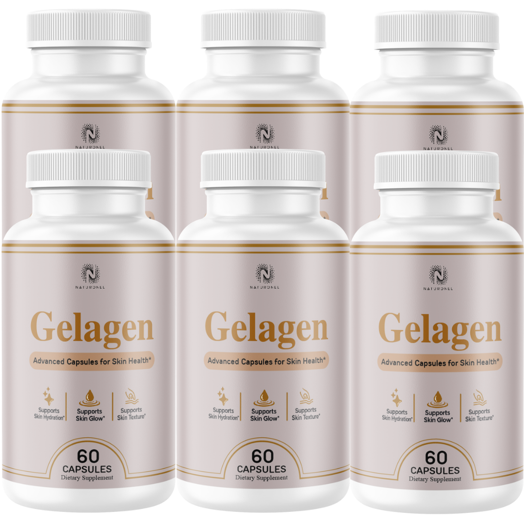 Gelagen Advanced Skin Health Supplement (6 Pack) – Skin Hydration, Glow & Texture Support – Biotin 5,000 mcg, Vitamin C, Vitamin E, Vitamins, Minerals & Botanical Blend