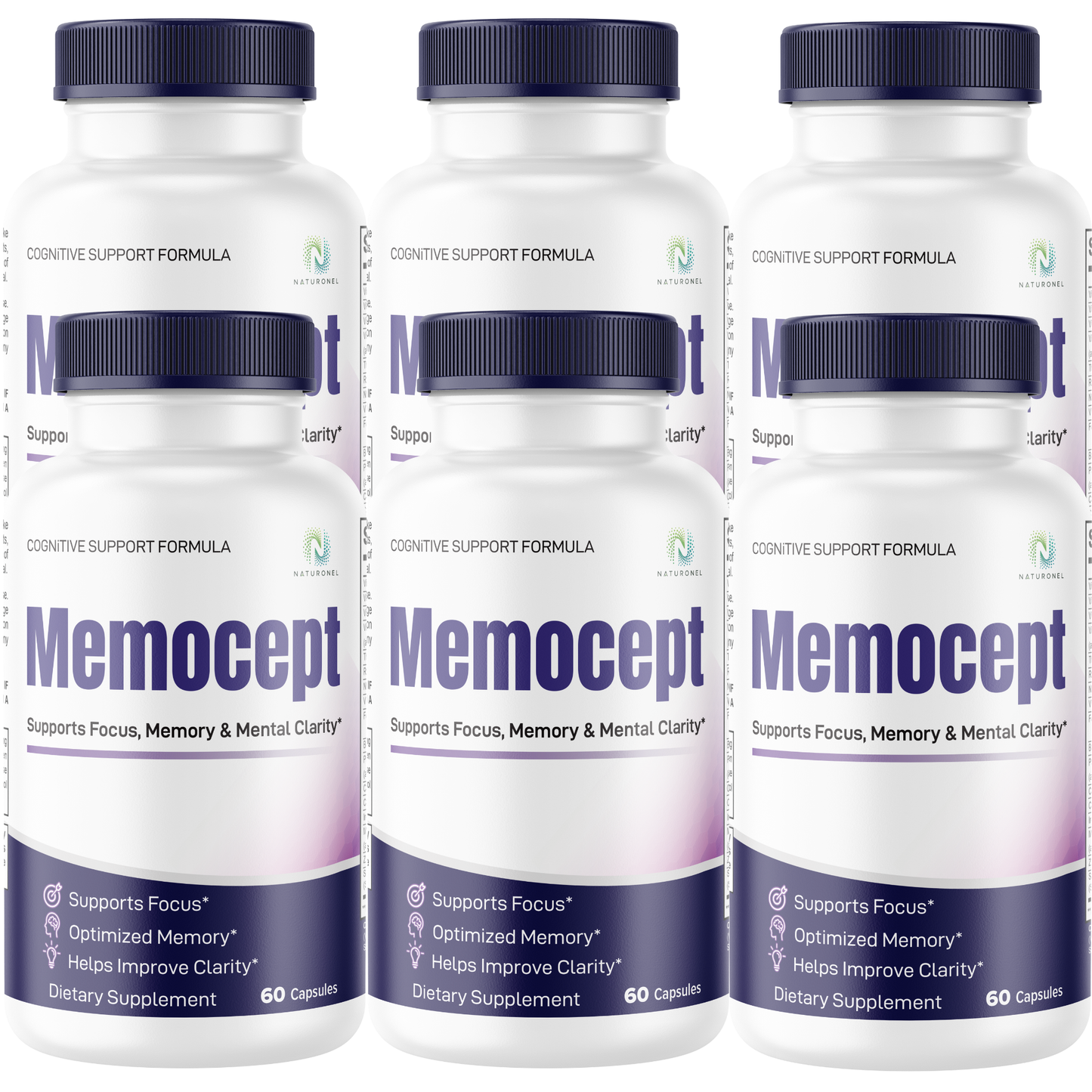 Memocept (6 Pack) Cognitive Support Formula – Brain Health Supplement with DMAE, Bacopa, Phosphatidylserine, GABA, Huperzine A & DHA – Supports Focus, Memory & Mental Clarity