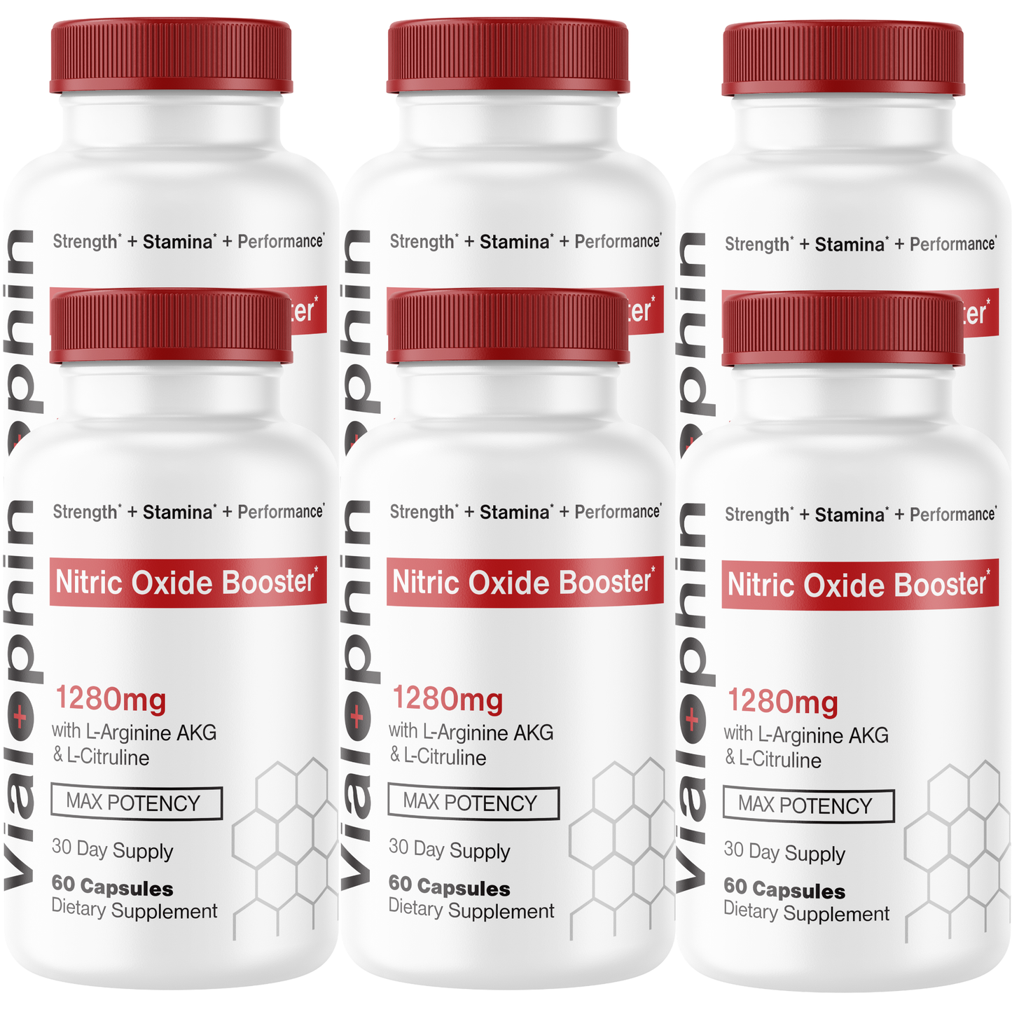 Vialophin (6 Pack) Nitric Oxide Booster 1280mg – L-Arginine AKG, L-Citrulline & Beta Alanine Formula with Niacin Supplement for Blood Flow, Workout Performance & Stamina Support