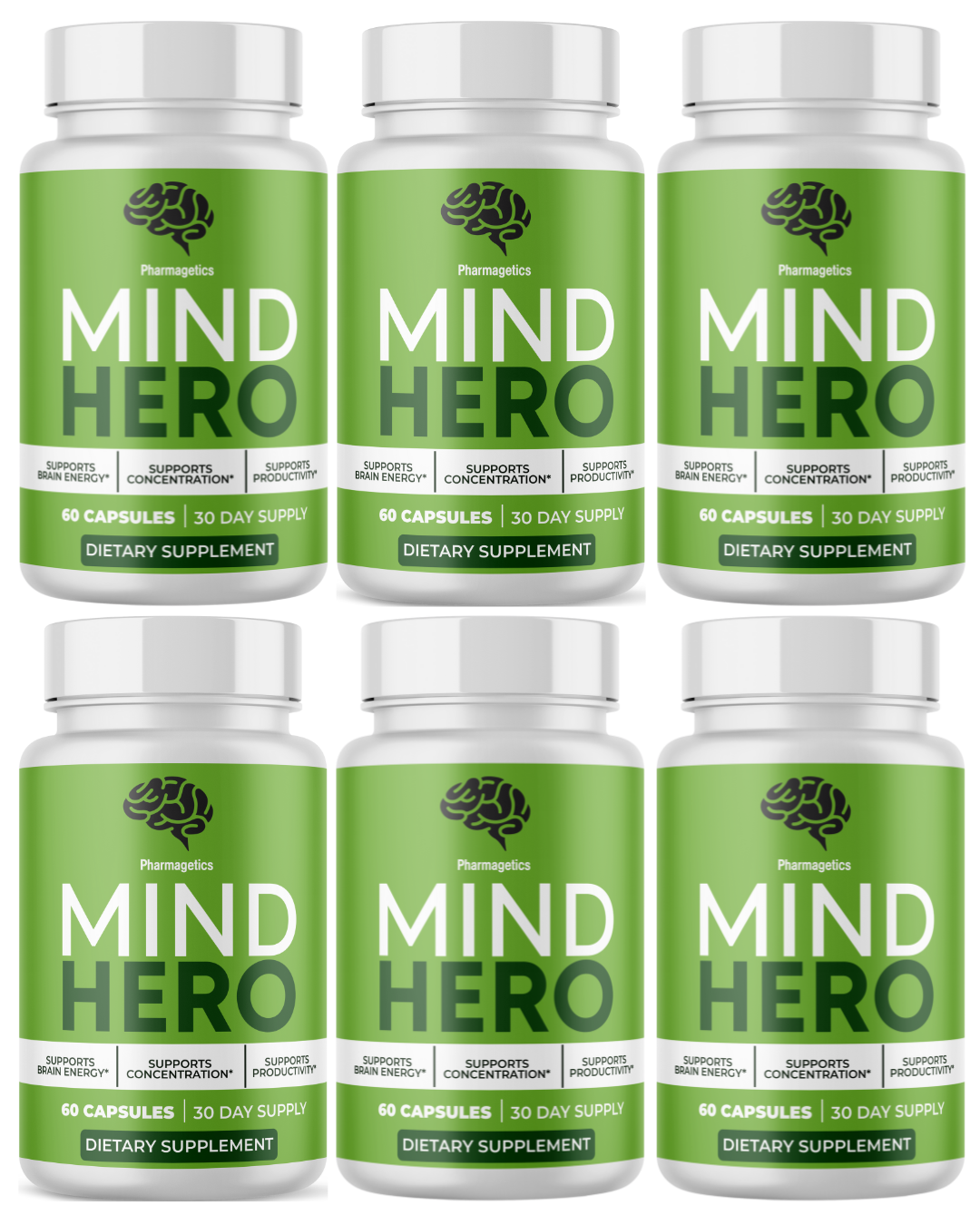 Mind Hero Concentration Support, Brain Health & Energy Supplement 60 Capsules