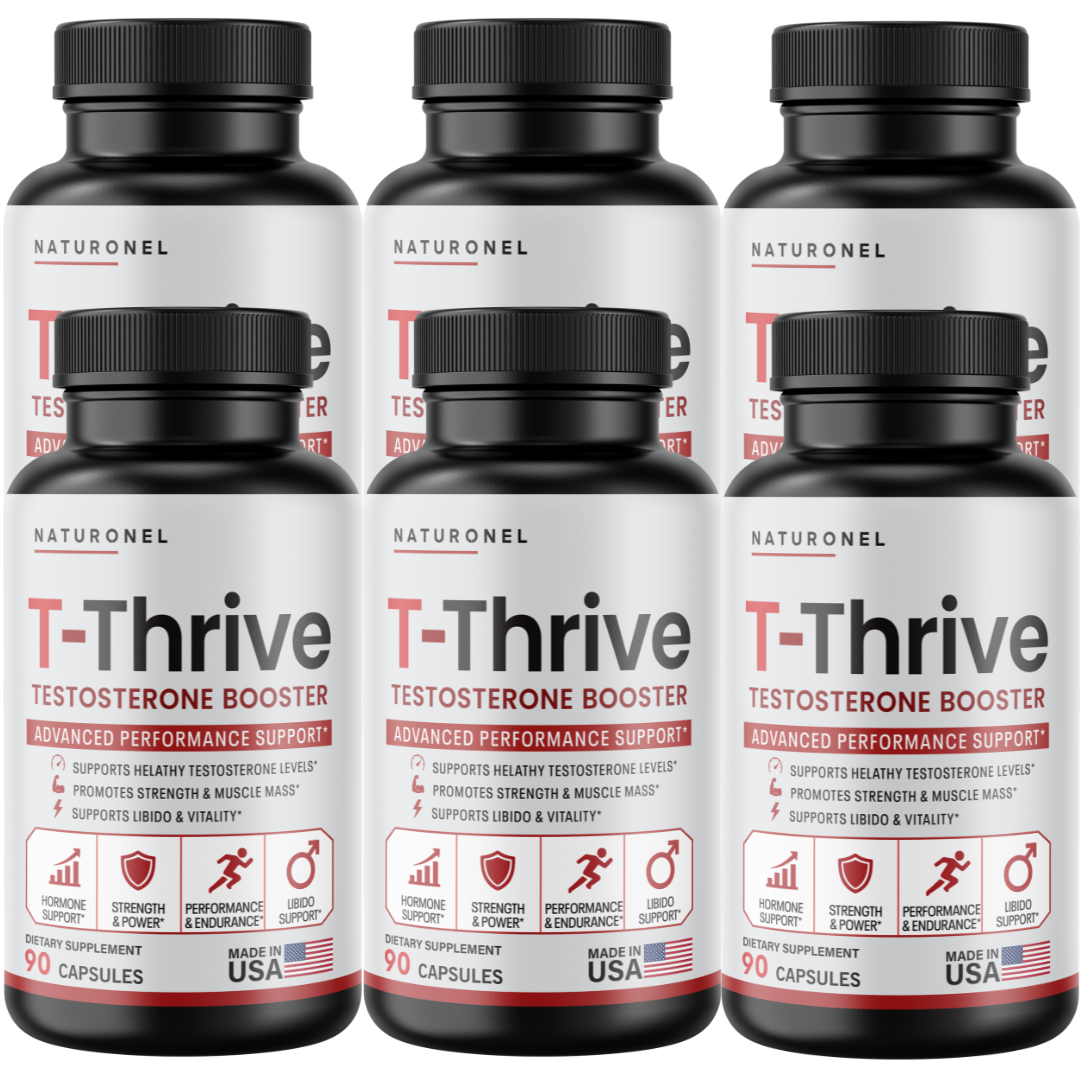 T-Thrive (6 Pack) Testosterone Booster for Men – Advanced Male Performance Formula with Tribulus, Tongkat Ali, Horny Goat Weed, Zinc & Magnesium – Strength, Energy, Vitality & Libido Support