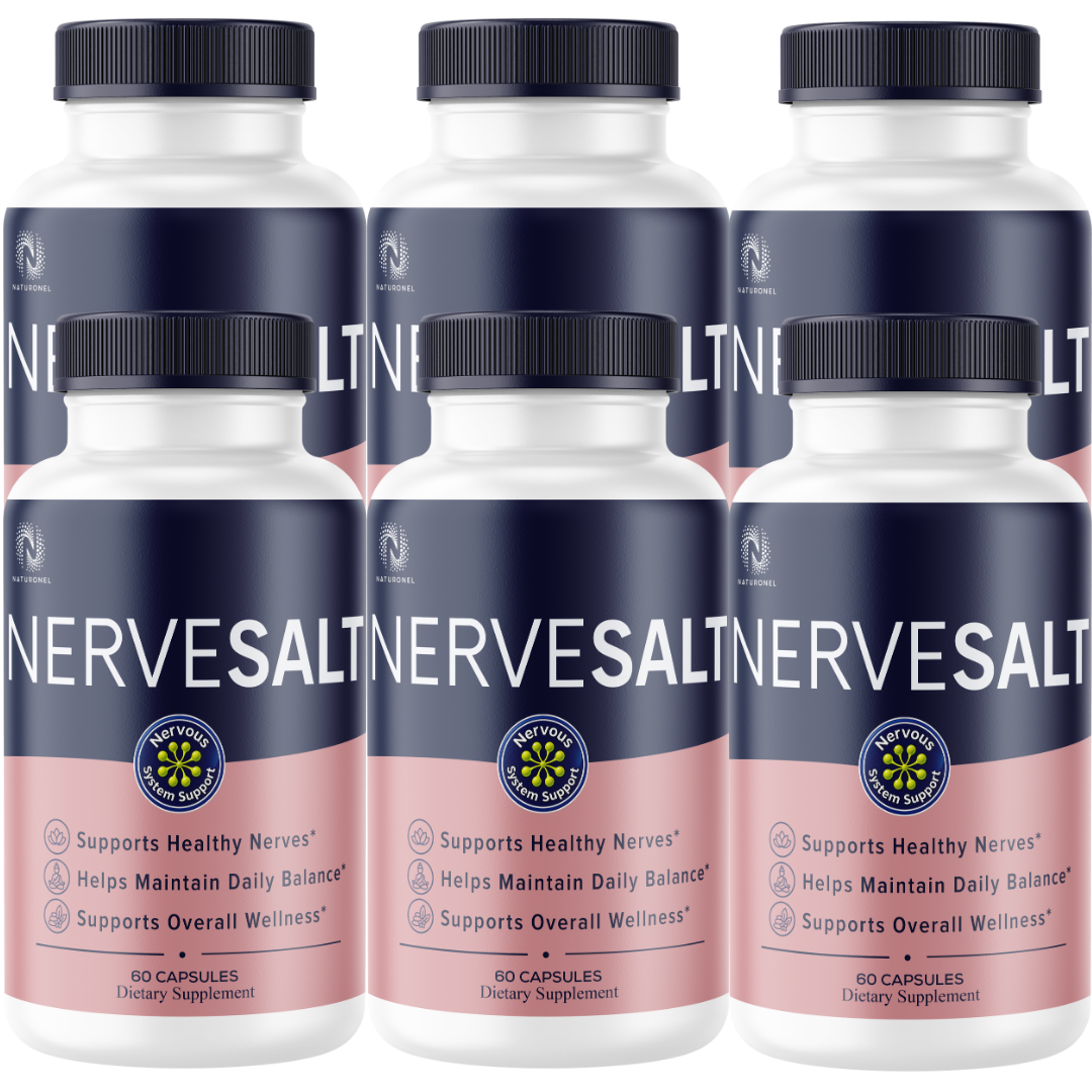 NerveSalt (6 Pack) Daily Nerve Wellness Supplement – Supports Healthy Nerves & Daily Balance – Turmeric, Ginger, Glucosamine Formula