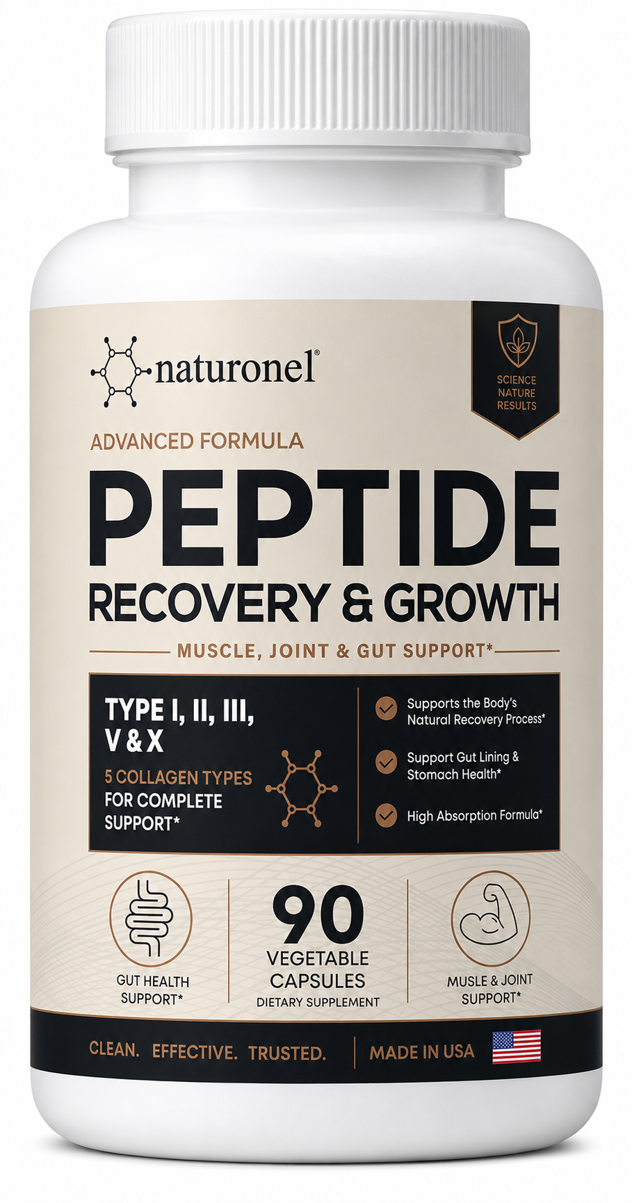 Naturonel Advanced Peptide Recovery & Growth - 90 Capsules