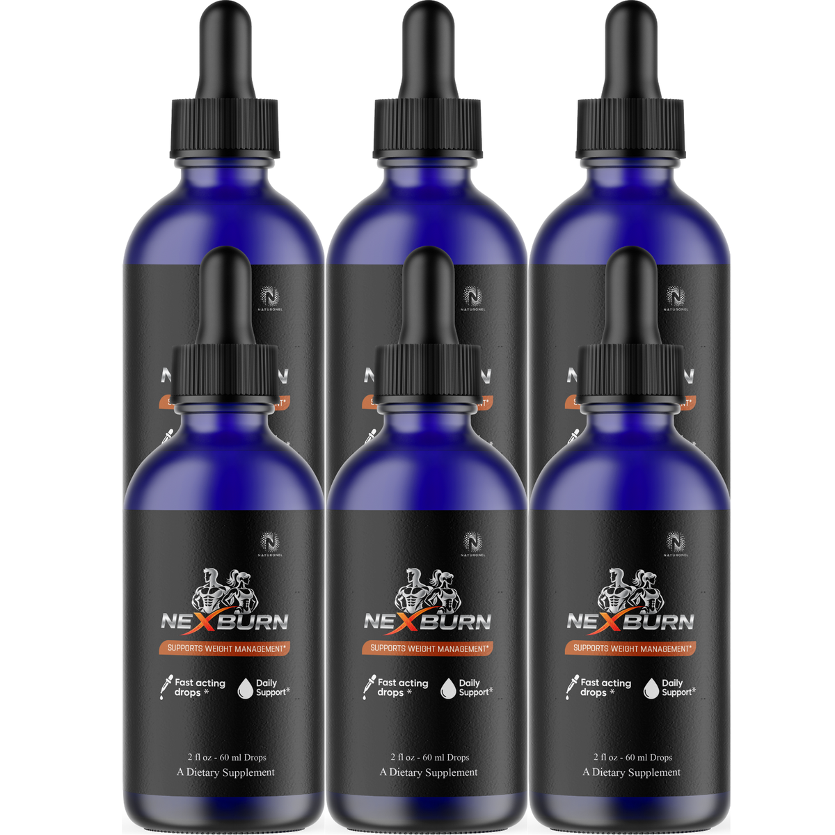 NEXBURN Weight Management Formula (6 Pack) – Fast Acting Liquid Drops with Amino Acid Blend – Daily Support