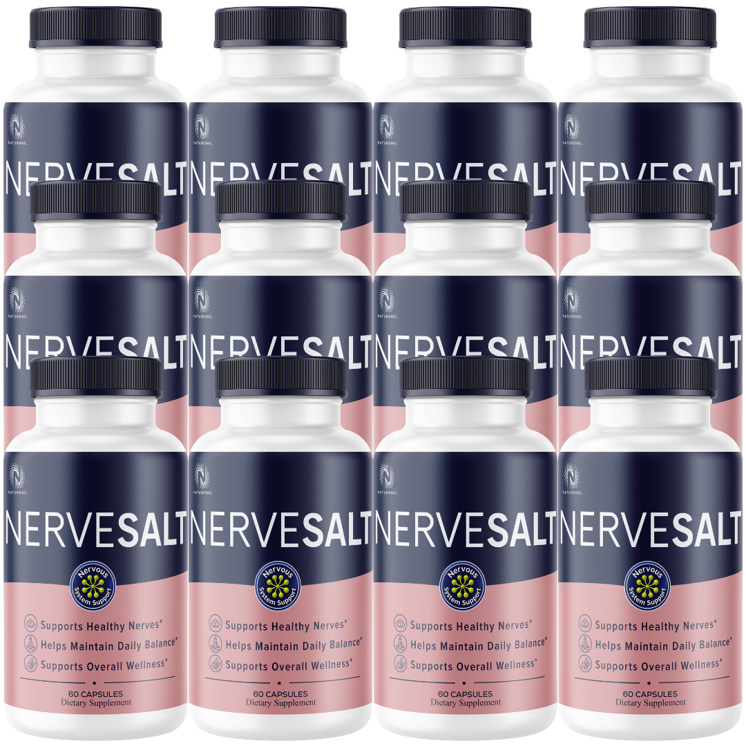 NerveSalt (12 Pack) Daily Nerve Wellness Supplement – Supports Healthy Nerves & Daily Balance – Turmeric, Ginger, Glucosamine Formula