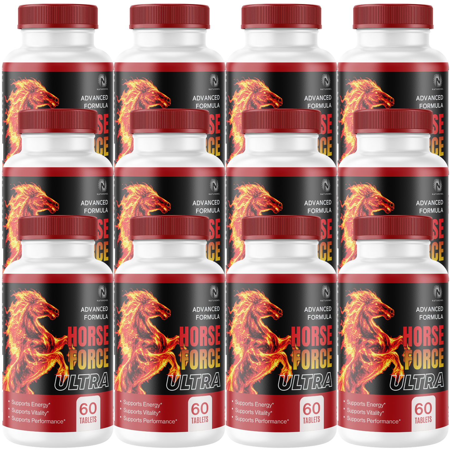 Horse Force Ultra (12 Pack) Supplement for Men - Longjack, Maca, L-Arginine, Ginseng & Tribulus Blend with Zinc - Daily Vitality, Energy & Performance Support