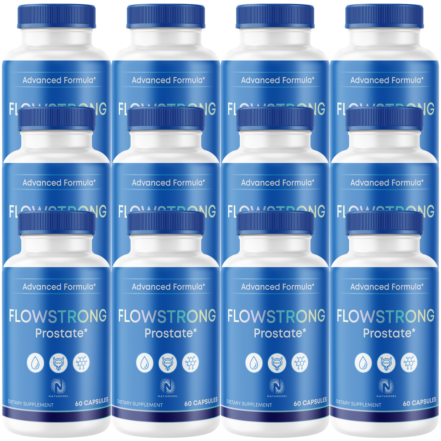 FlowStrong (12 Pack) Prostate Supplement for Men – Advanced Prostate Wellness Formula with Saw Palmetto, Pygeum, Plant Sterols, Zinc & Selenium – Daily Men's Health Support