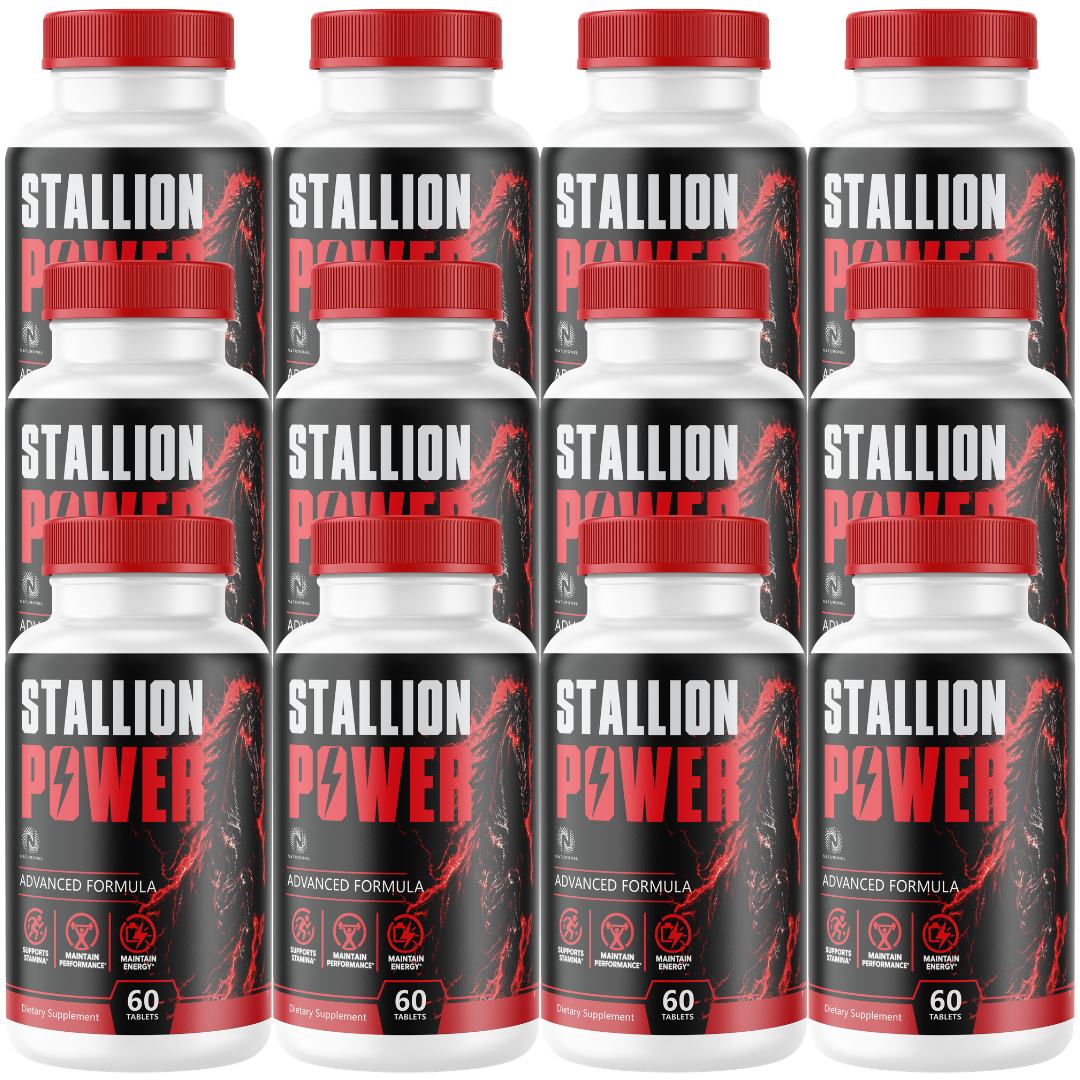 Stallion Power (12 Pack) – Advanced Men's Vitality Supplement with Longjack, L-Arginine, Ginseng, Maca & Zinc – Energy & Endurance Support