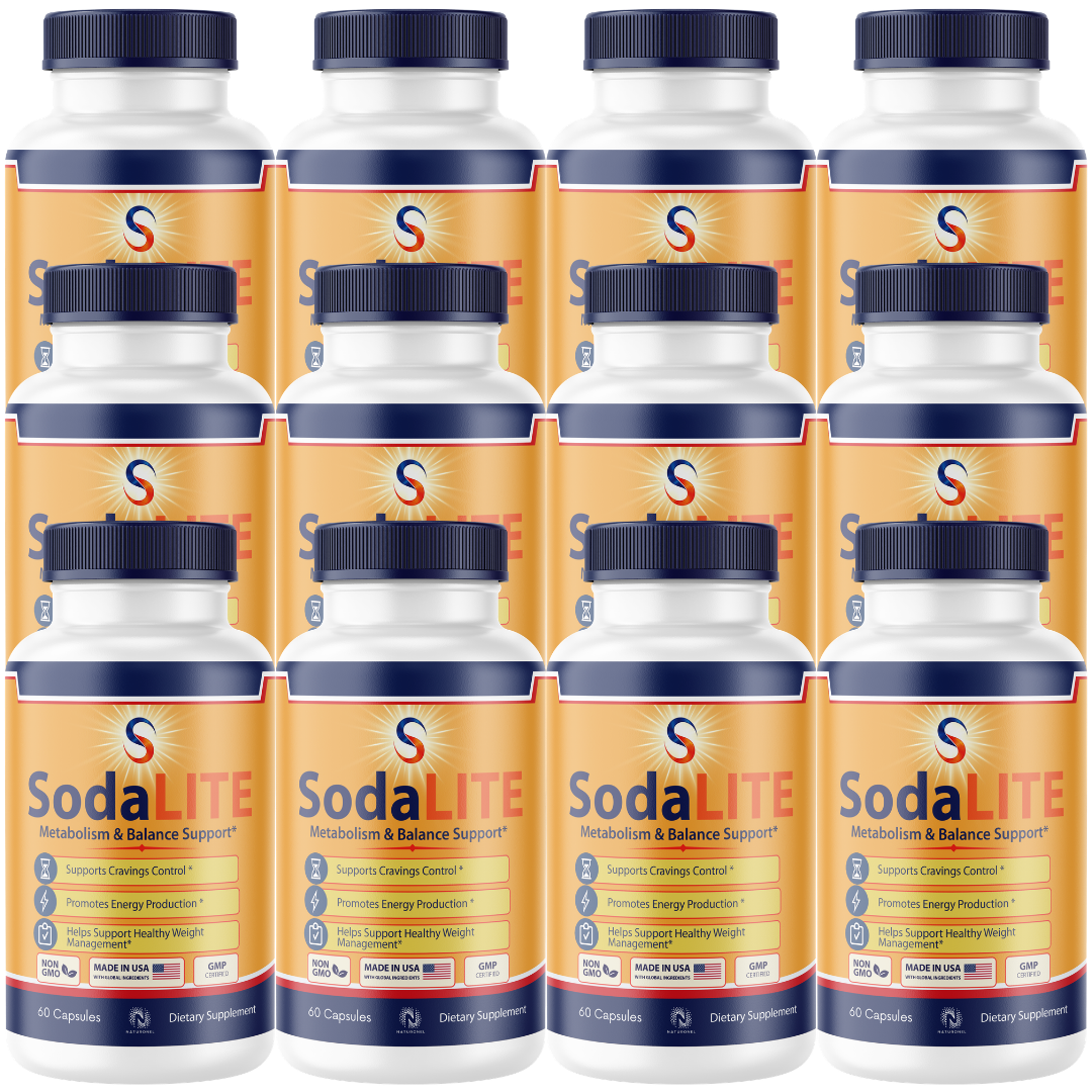 SodaLITE Metabolism & Energy Support (12 Pack) – Advanced Formula with Raspberry Ketones, African Mango, Green Tea Extract, ACV, Kelp & Grape Extract