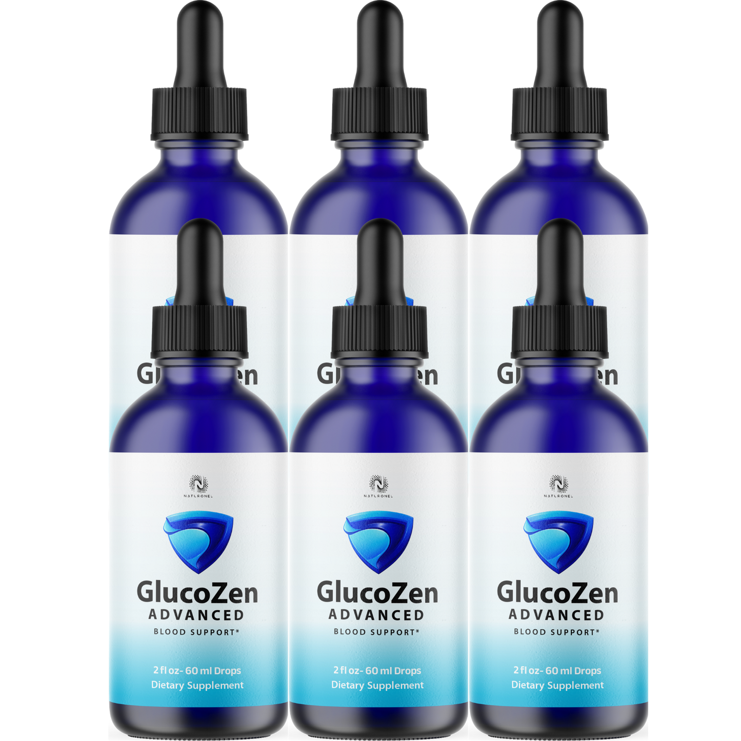 GlucoZen (6 Pack) Advanced Blood Support Drops – Liquid Dietary Supplement with L-Arginine HCl, L-Glutamine & L-Tryptophan