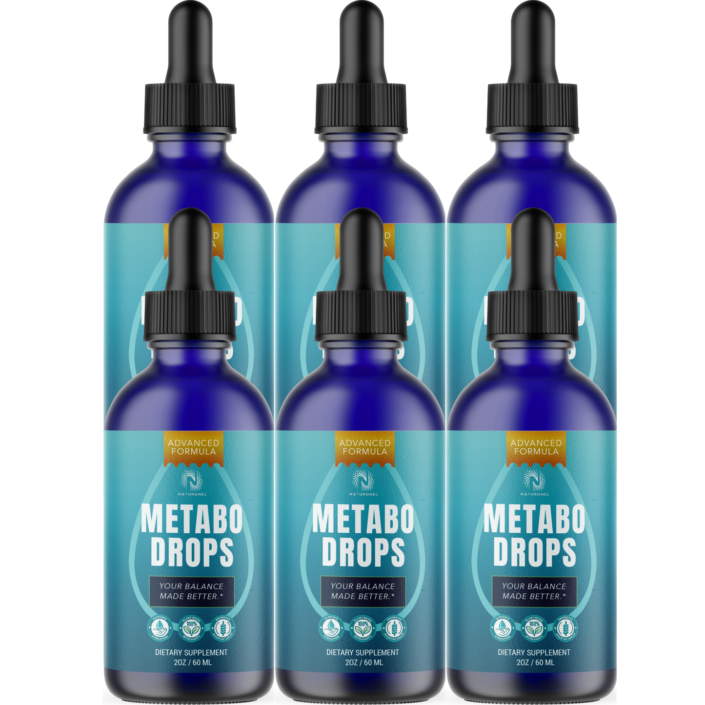 Metabo (6 Pack) Drops Liquid Dietary Supplement – Advanced Daily Wellness Formula with L-Arginine HCl, L-Glutamine & L-Tryptophan, Natural Lemon Flavor